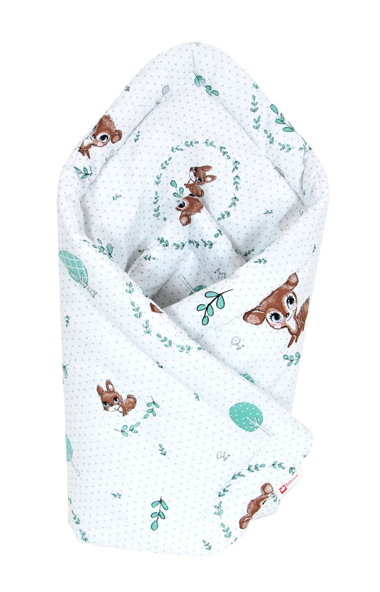 BABYLUX Einschlagdecke BABYHÖRNCHEN 75 x 75 cm Baby Neugeborene Erstaussttatung 120. Wald Reh