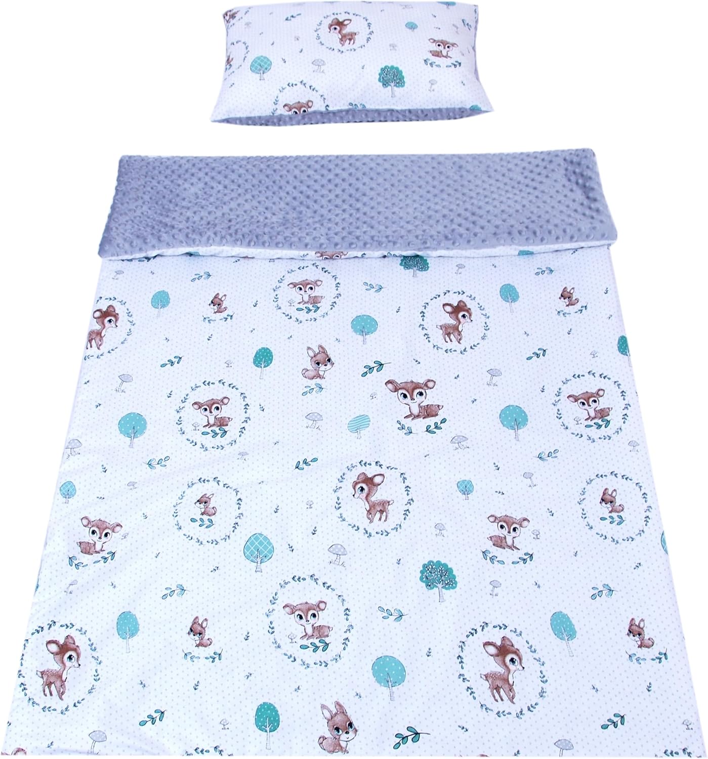 BABYLUX Kuscheldecke 100 x 150 cm Decke Kinderdecke 120. Wald REH + Kissen