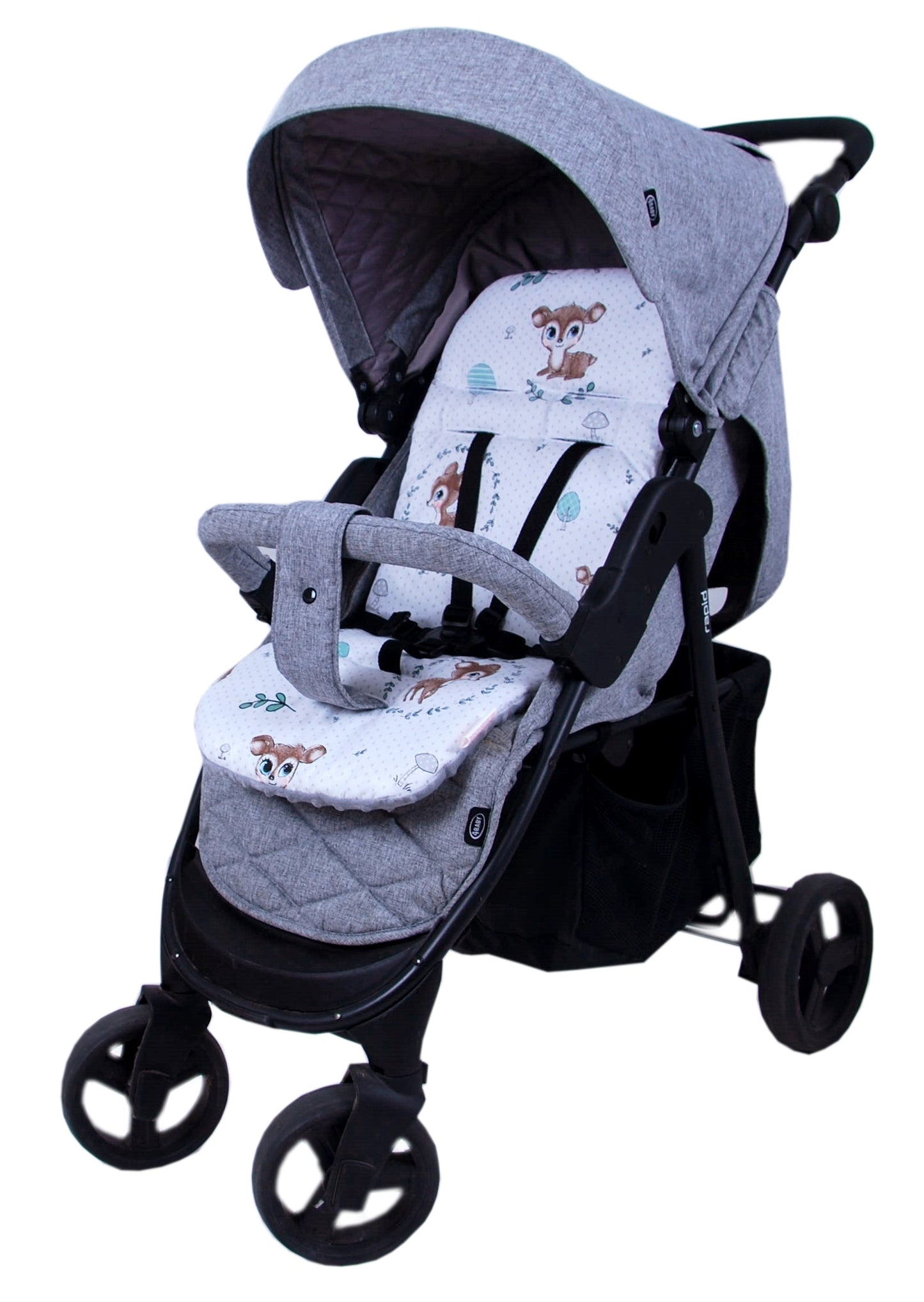 BabyLux Sitzauflage für Kinderwagen Buggy Sitzeinlage Kinderwagenauflage S120. Wald Reh