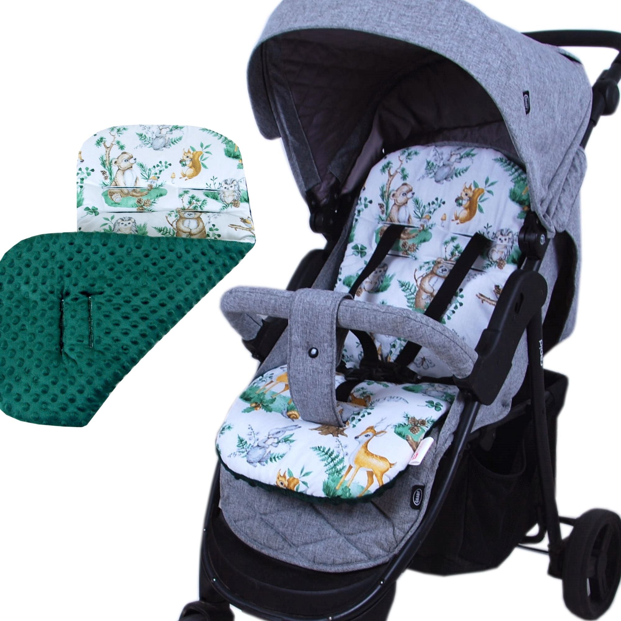 BabyLux Sitzauflage für Kinderwagen Buggy Sitzeinlage Kinderwagenauflage S123. Waldtiere