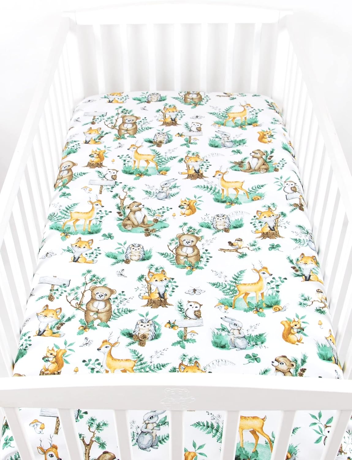 BABYLUX Spannbetttuch 60x120 / 70x140 cm Baby SPANNBETTLAKEN Kinderbett 123. Waldtiere