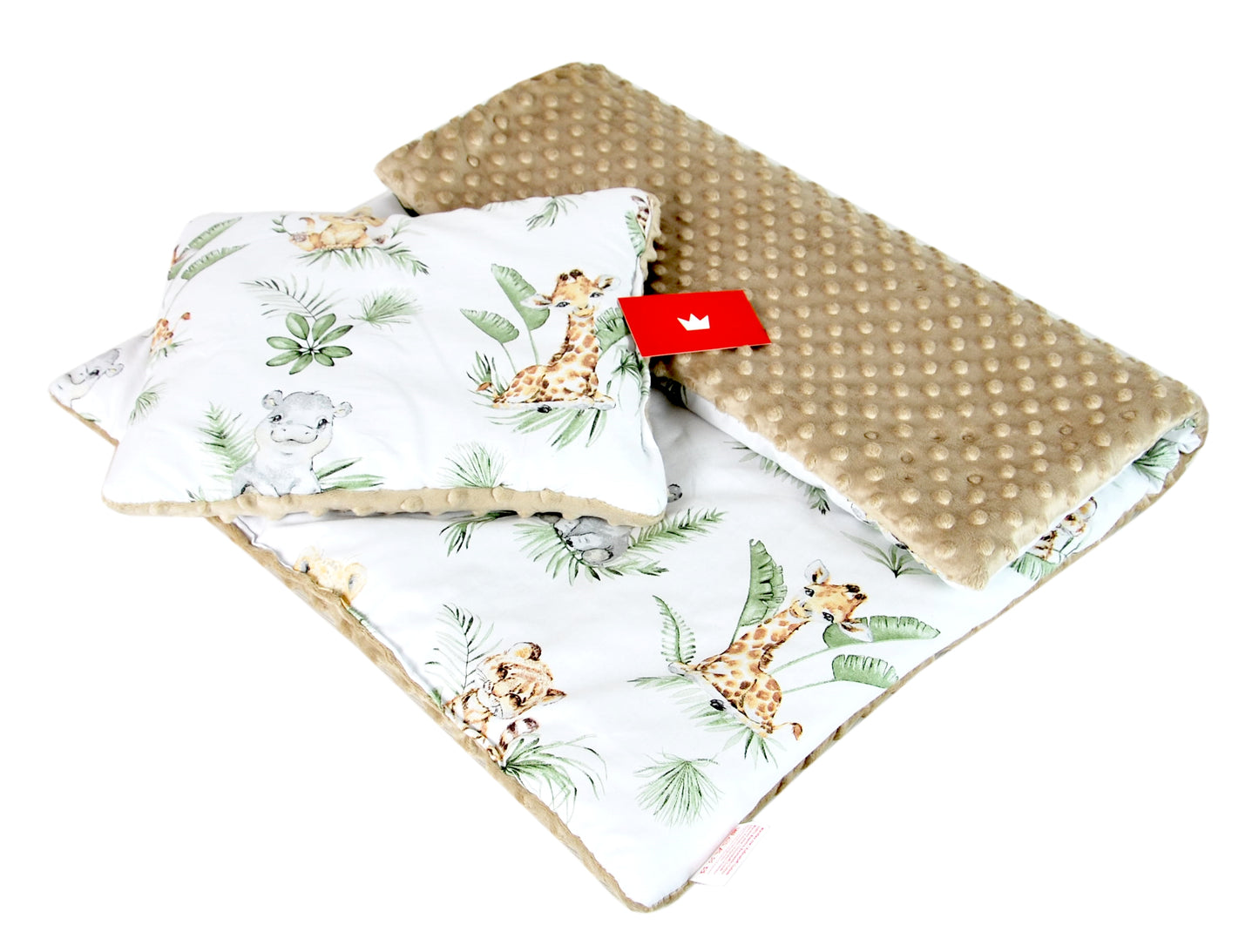 BABYLUX Babydecke MINKY PLÜSCH Kinderwagen 75x60cm MP124 - Beige + Safari