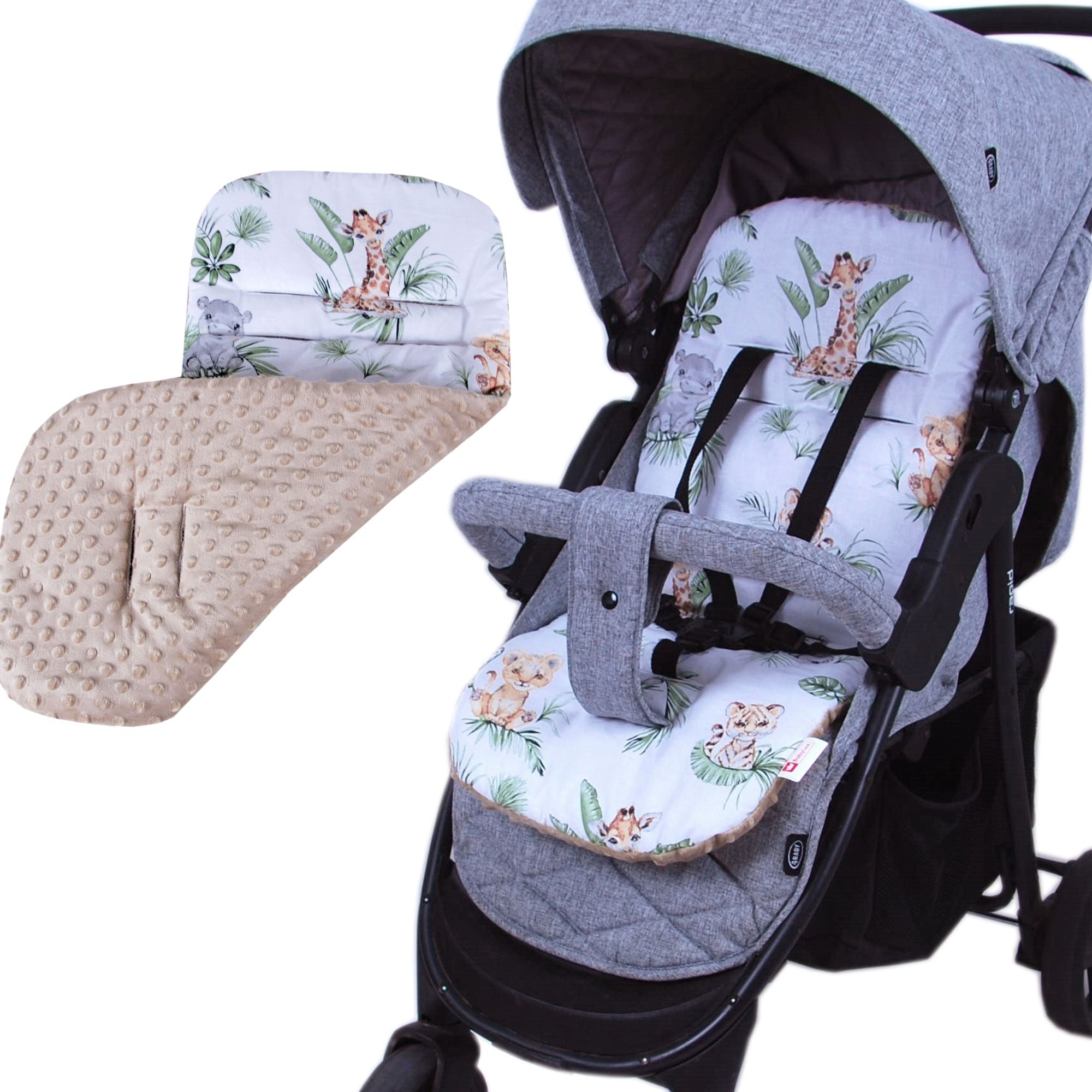 BabyLux Sitzauflage für Kinderwagen Buggy Sitzeinlage Kinderwagenauflage S124. Africa_Tiere