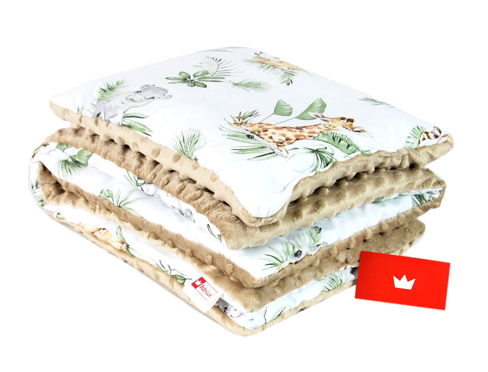 BABYLUX Babydecke MINKY PLÜSCH Kinderwagen 75x60cm MP124 - Beige + Safari