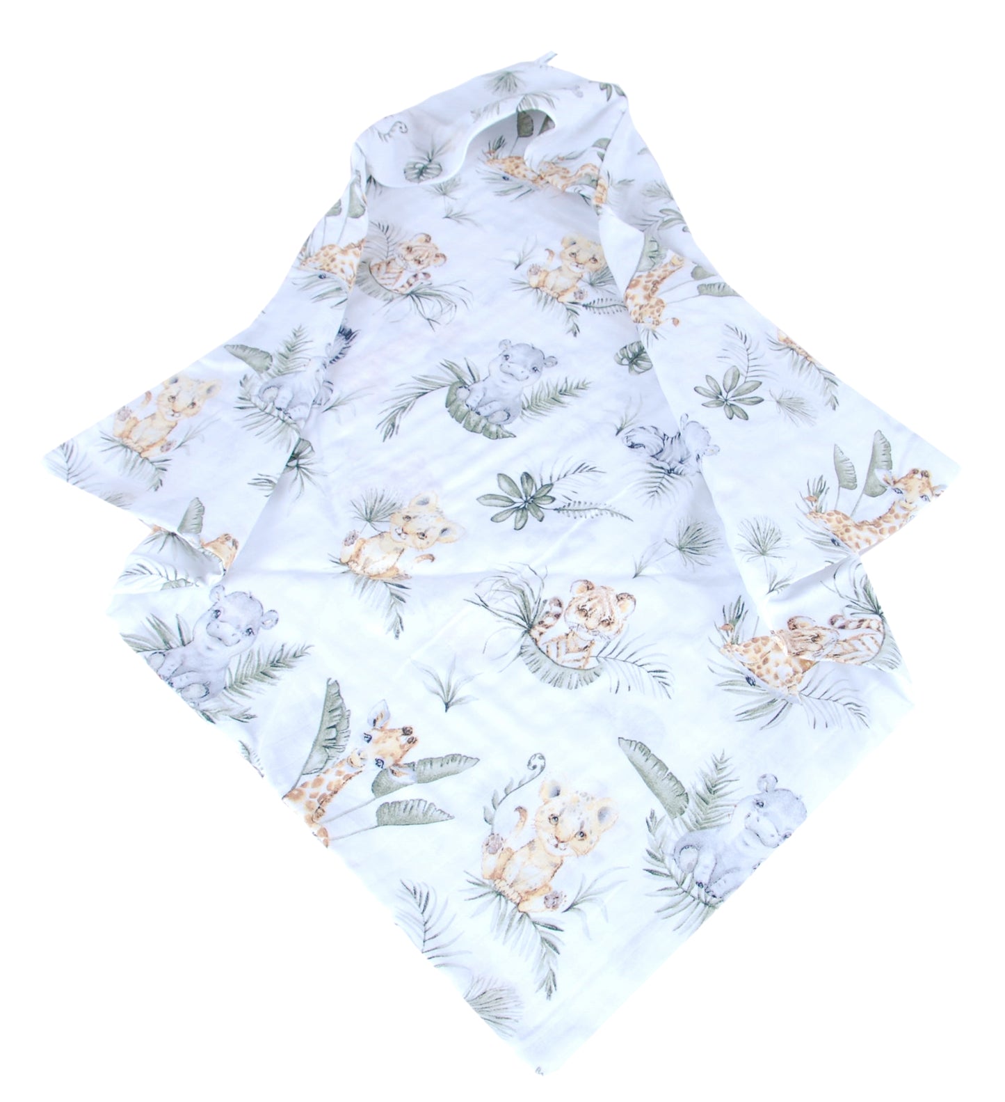 BabyLux Badetuch Badeabdeckung Handtuch Musselin Kind Kaputzenhandtuch 80x80cm OK124 Safari
