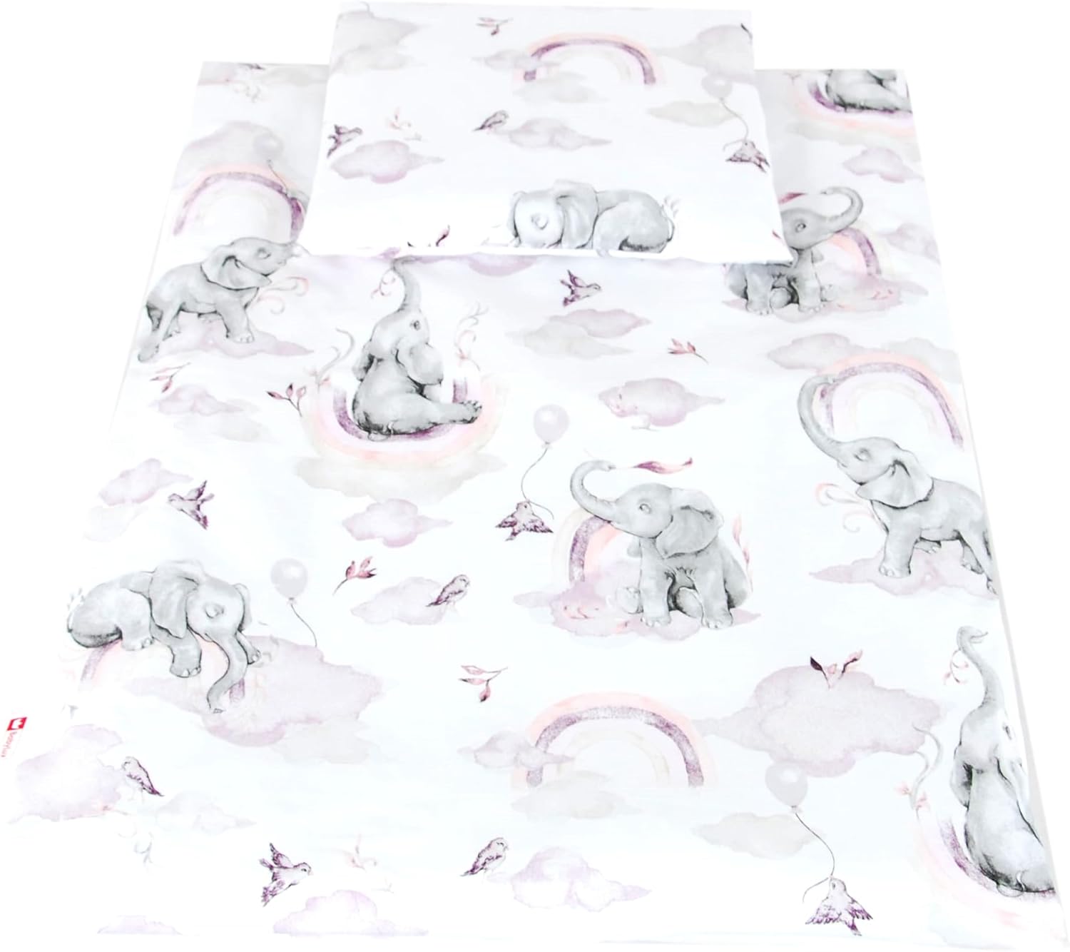 BABYLUX 2 tlg. Set Bezug für Kinderwagen Bettwäsche 60x78cm 125. Elefanten Rosa