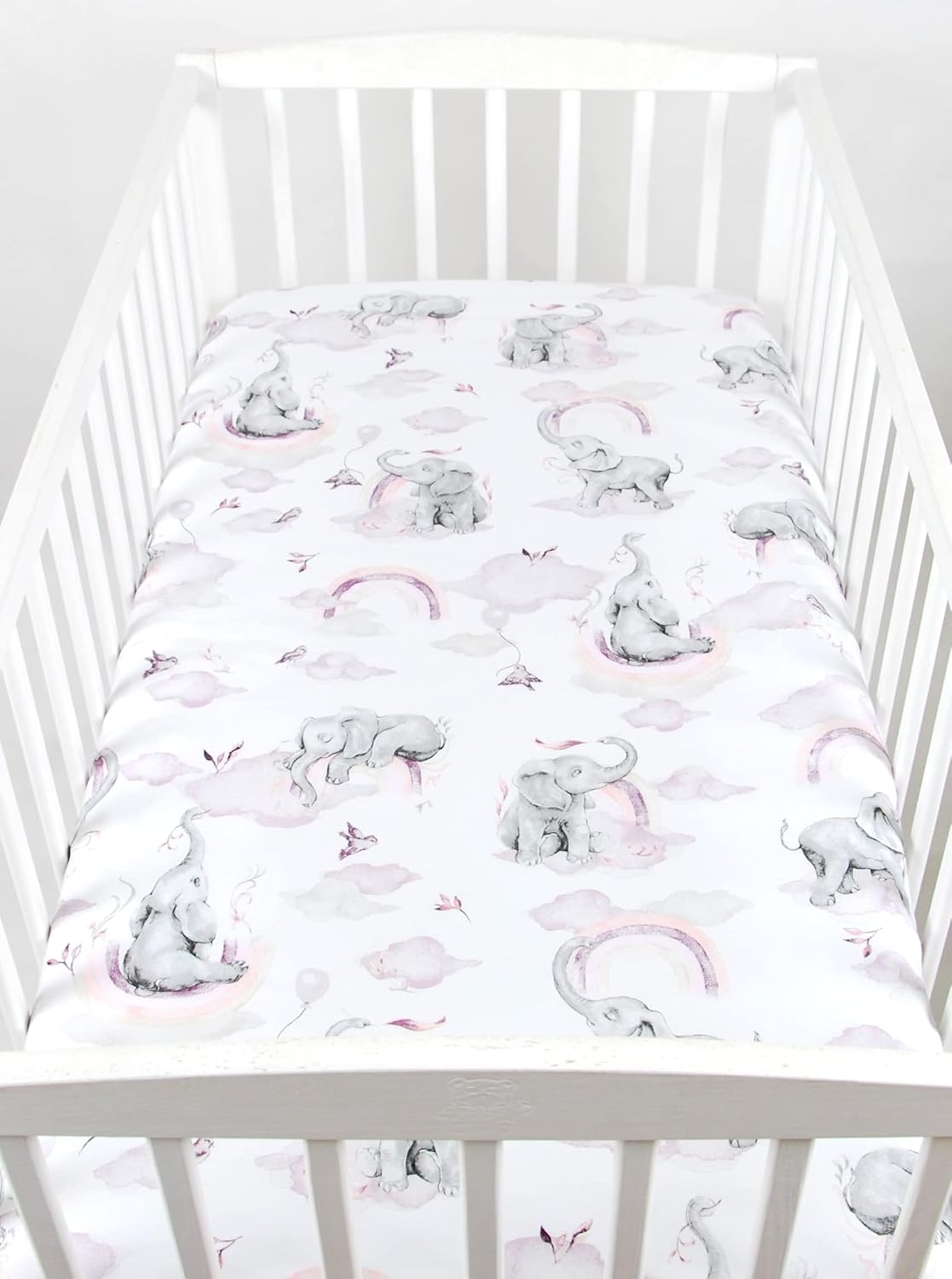 BABYLUX Spannbetttuch 60x120 / 70x140 cm Baby SPANNBETTLAKEN Kinderbett 125. Elefanten Rosa