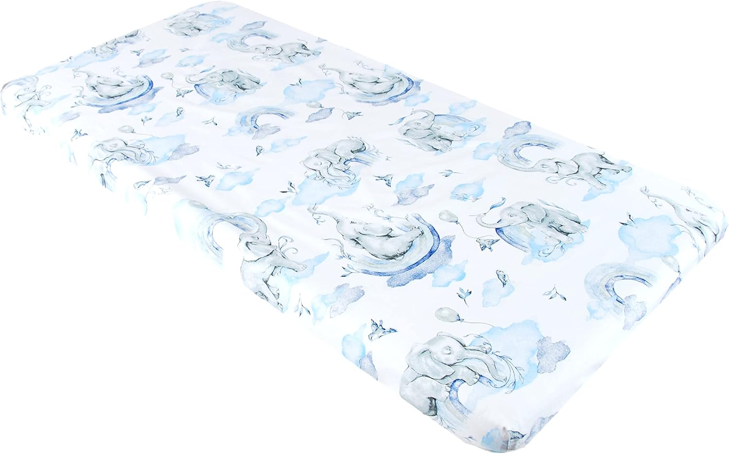 BABYLUX Spannbetttuch 60x120 / 70x140 cm Baby SPANNBETTLAKEN Kinderbett 126. Elefanten Blau