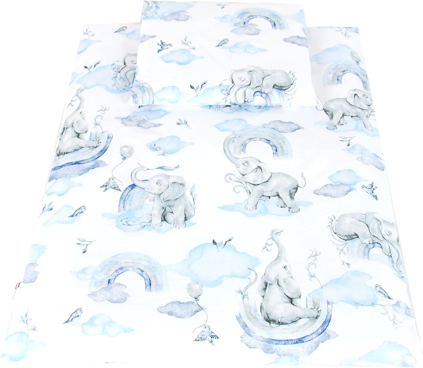 BABYLUX 2 tlg. Set Bezug für Kinderwagen Bettwäsche 60x78cm 126. Elefanten Blau
