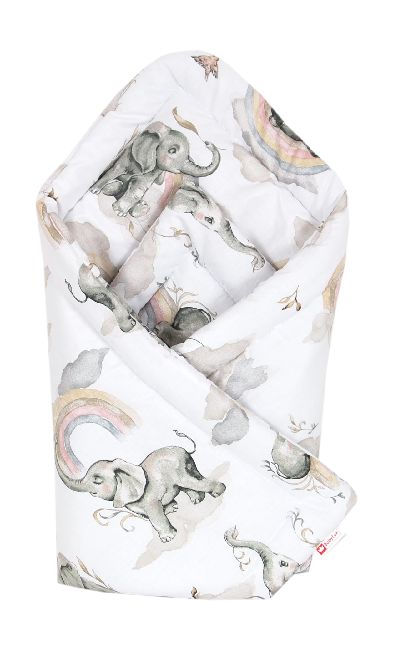 BABYLUX Einschlagdecke BABYHÖRNCHEN 75 x 75 cm Baby Neugeborene Erstaussttatung 127. Elefanten Beige