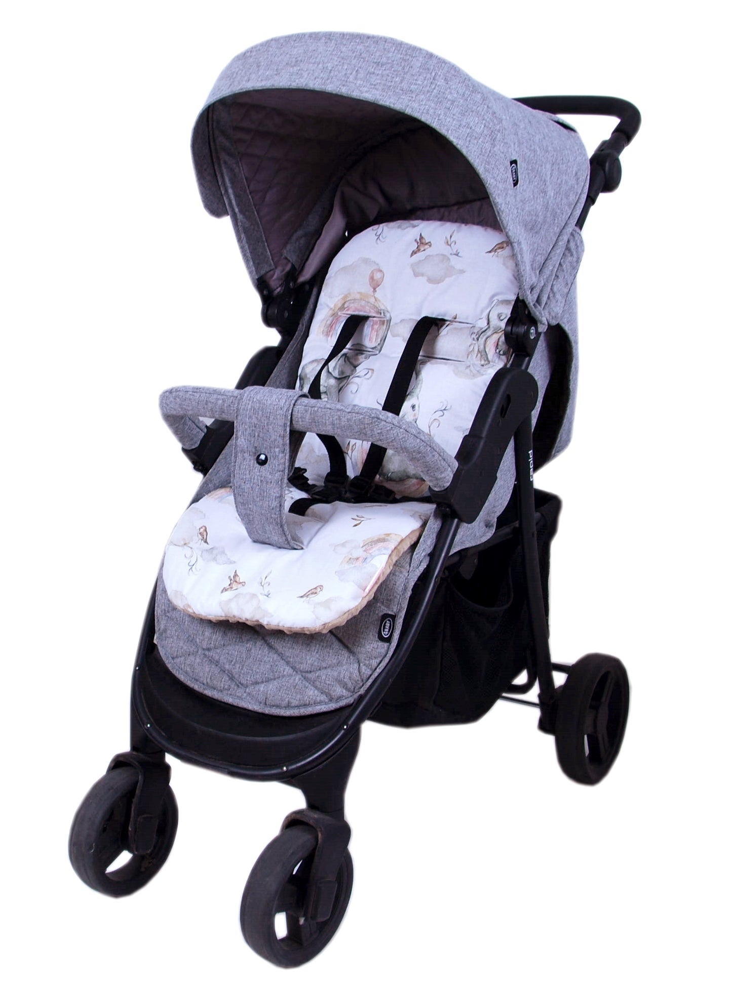 BabyLux Sitzauflage für Kinderwagen Buggy Sitzeinlage Kinderwagenauflage S127. Elefanten Beige