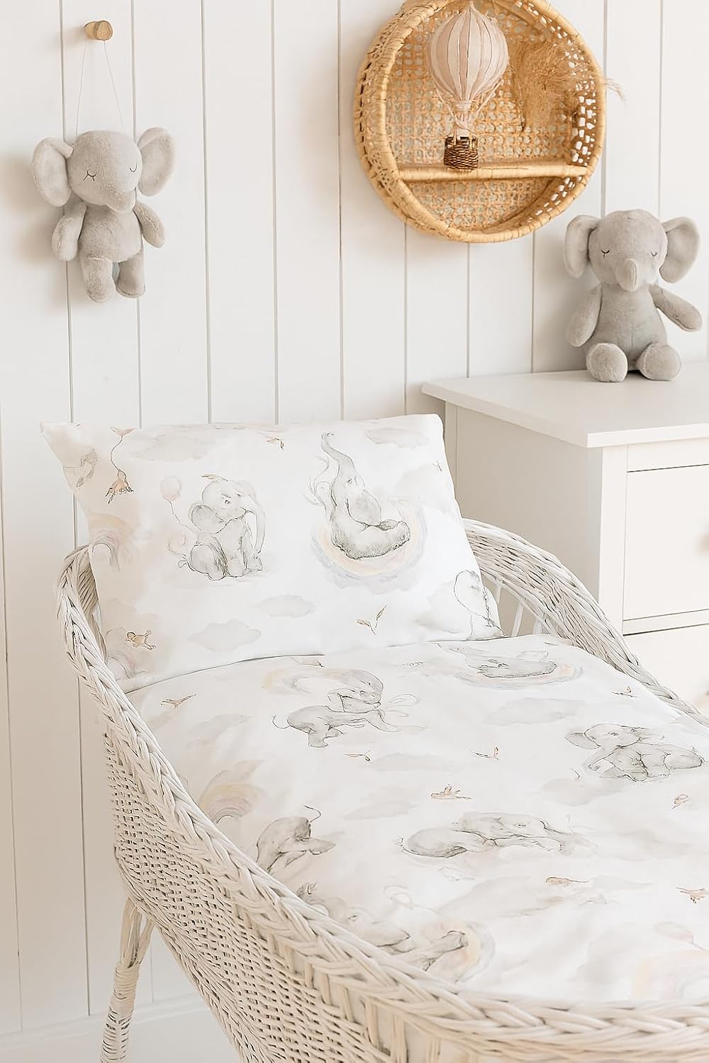 BABYLUX 2 tlg. Set Bezug für Kinderwagen Bettwäsche 60x78cm 127. Elefanten Beige