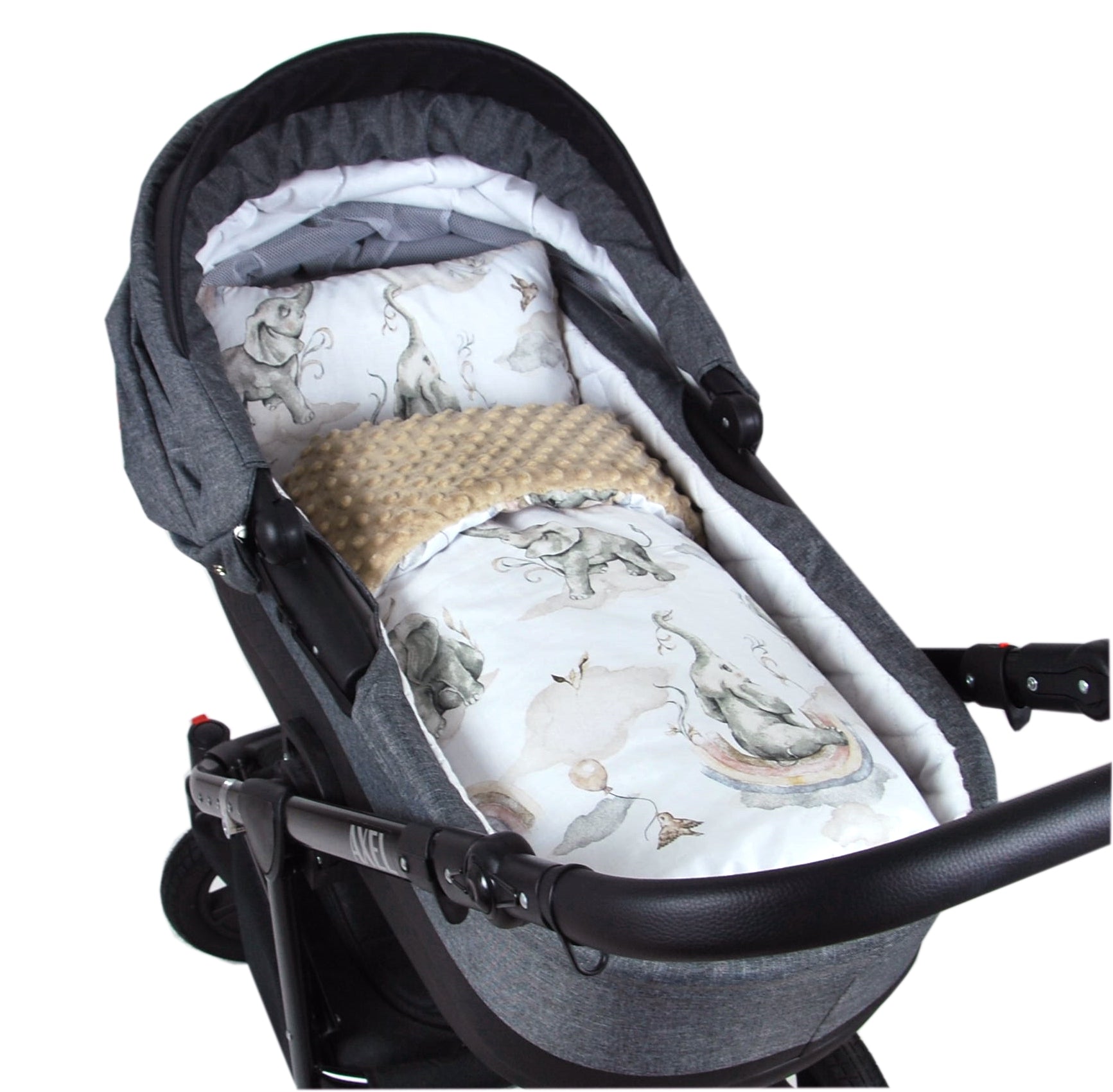 BABYLUX Babydecke MINKY PLÜSCH Kinderwagen 75x60cm MP127 - Beige + Elefanten