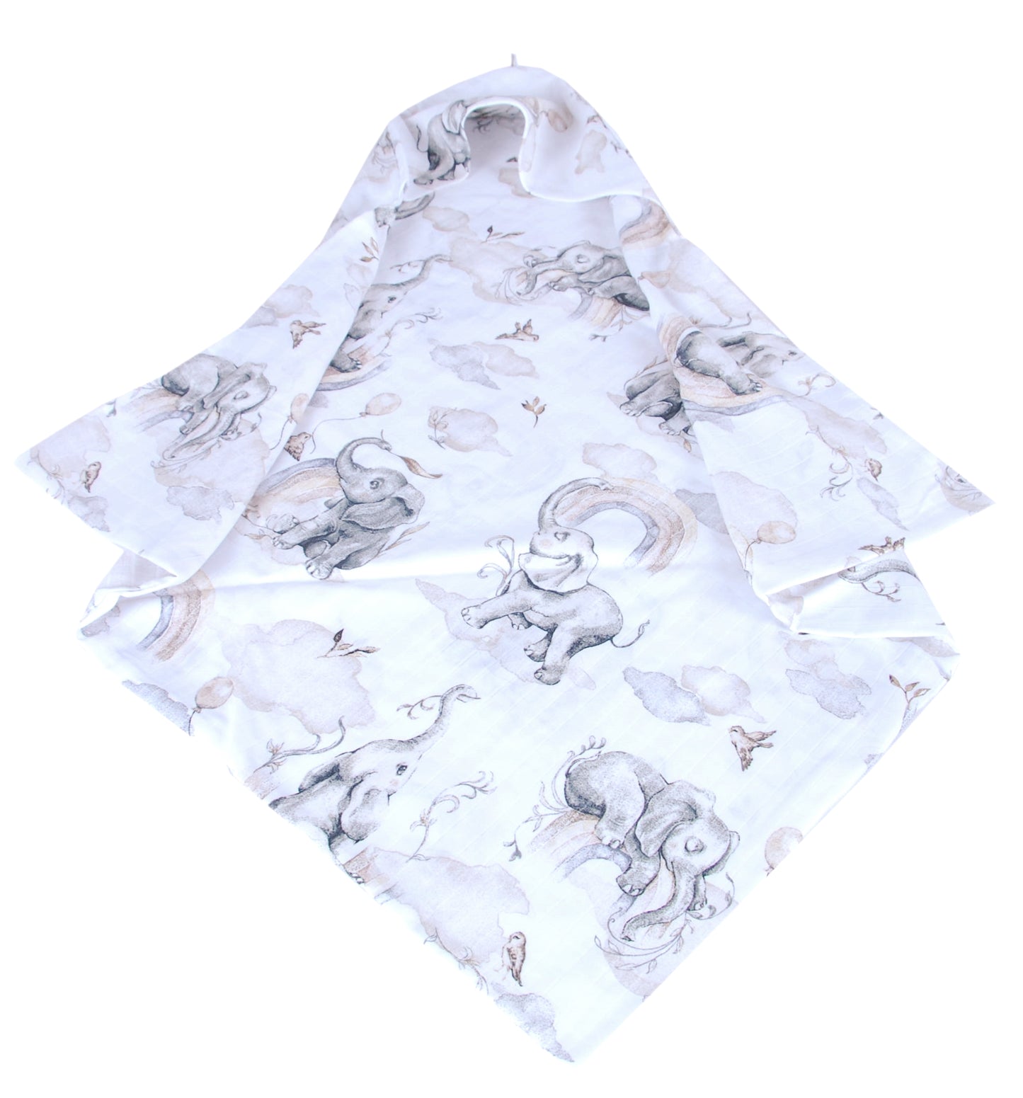 BabyLux Badetuch Badeabdeckung Handtuch Musselin Kind Kaputzenhandtuch 80x80cm OK127 Elefant Beige
