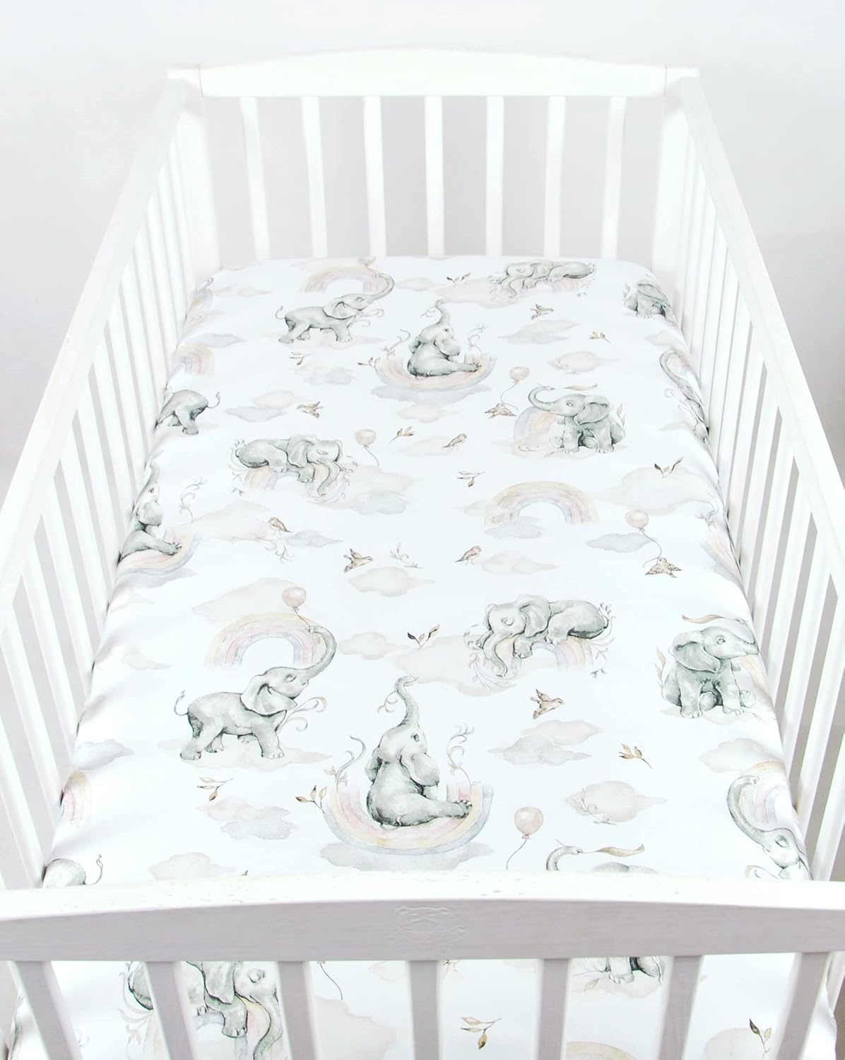 BABYLUX Spannbetttuch 60x120 / 70x140 cm Baby SPANNBETTLAKEN Kinderbett 127. Elefanten Beige