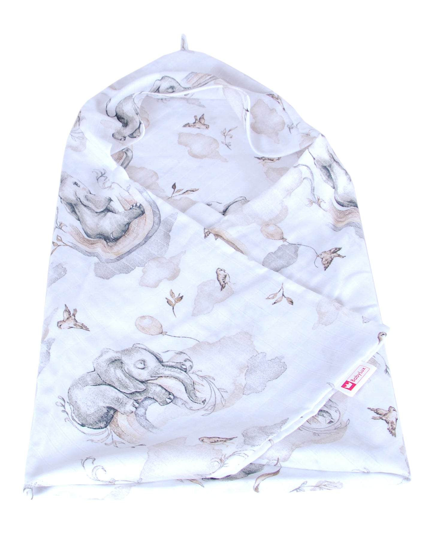 BabyLux Badetuch Badeabdeckung Handtuch Musselin Kind Kaputzenhandtuch 80x80cm OK127 Elefant Beige
