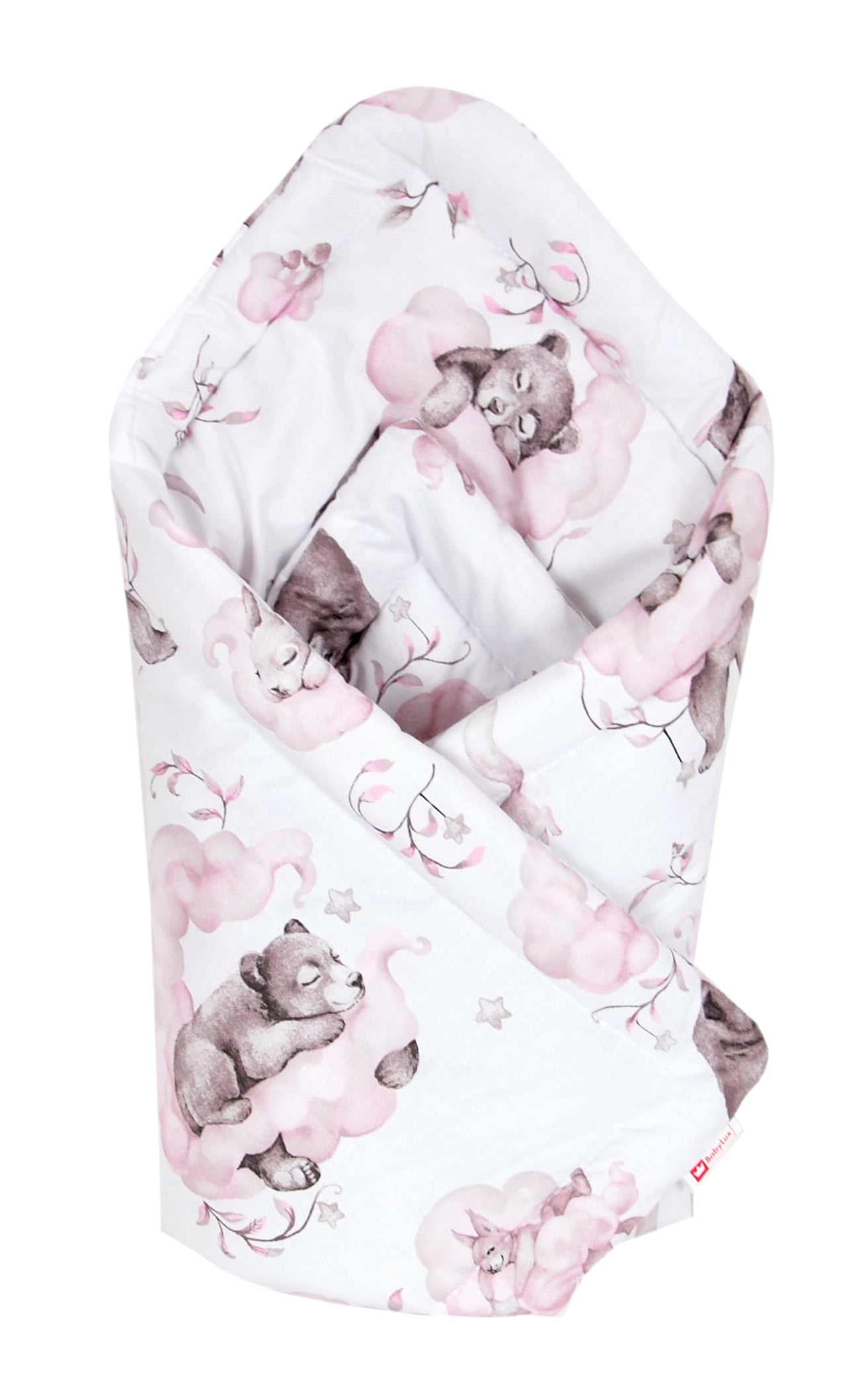 BABYLUX Einschlagdecke BABYHÖRNCHEN 75 x 75 cm Baby Neugeborene Erstaussttatung 128. Bär Rosa