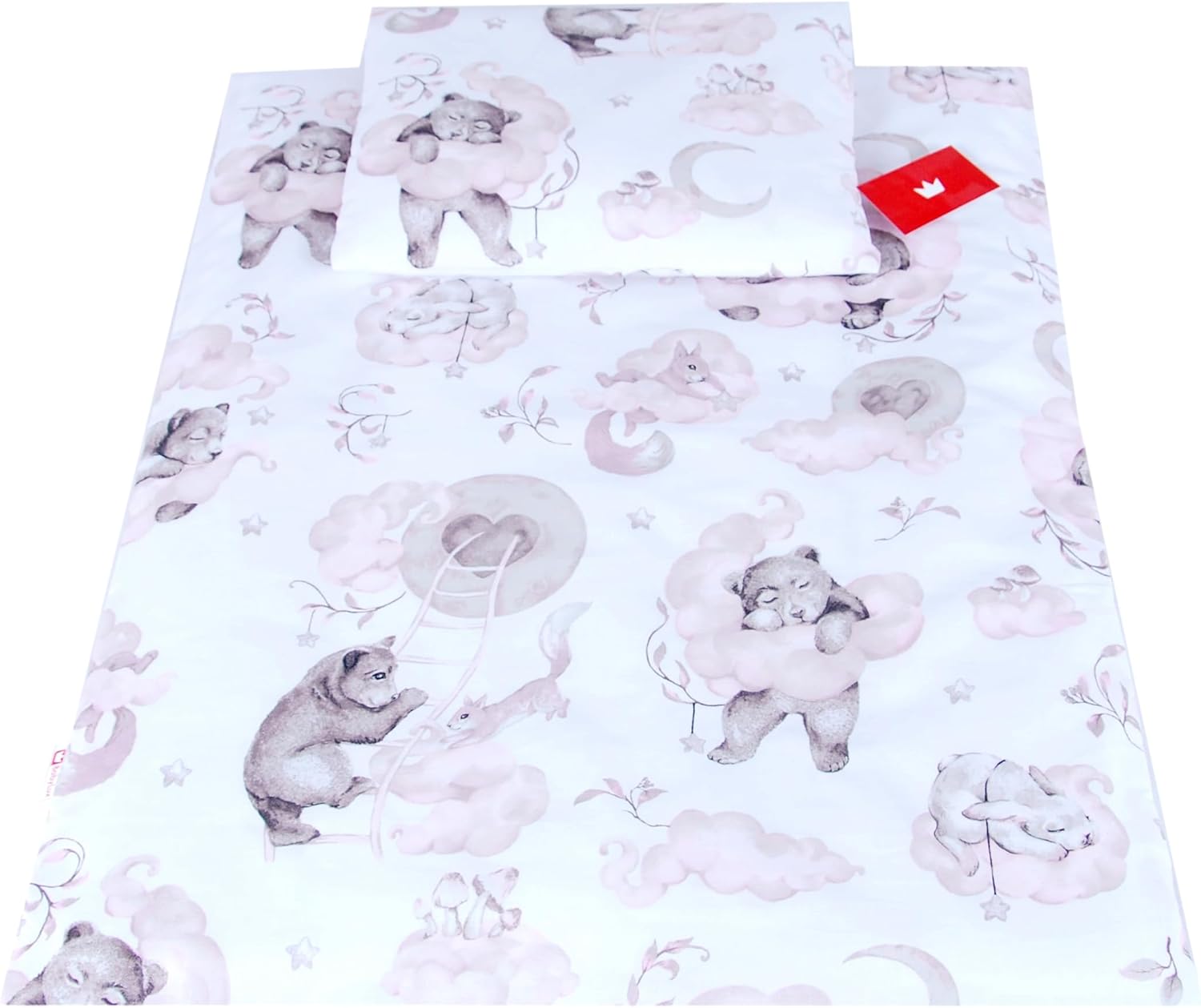 BABYLUX 2 tlg. Set Bezug für Kinderwagen Bettwäsche 60x78cm 128. Bär Rosa