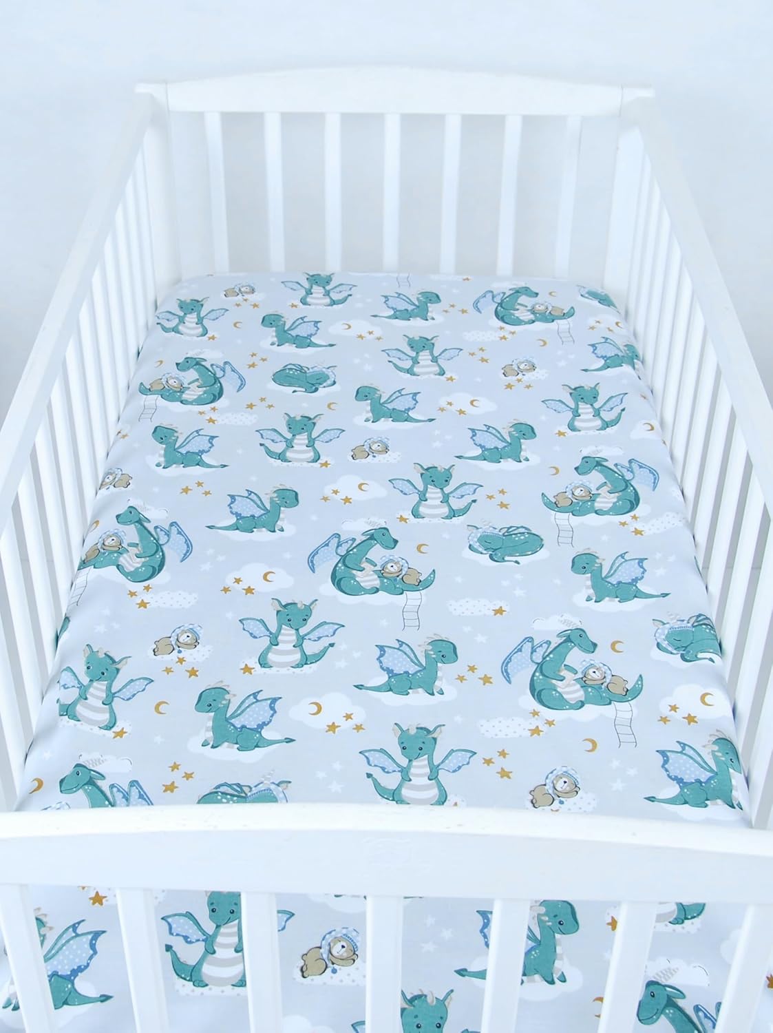 BABYLUX Spannbetttuch 60x120 / 70x140 cm Baby SPANNBETTLAKEN Kinderbett 130. Dino