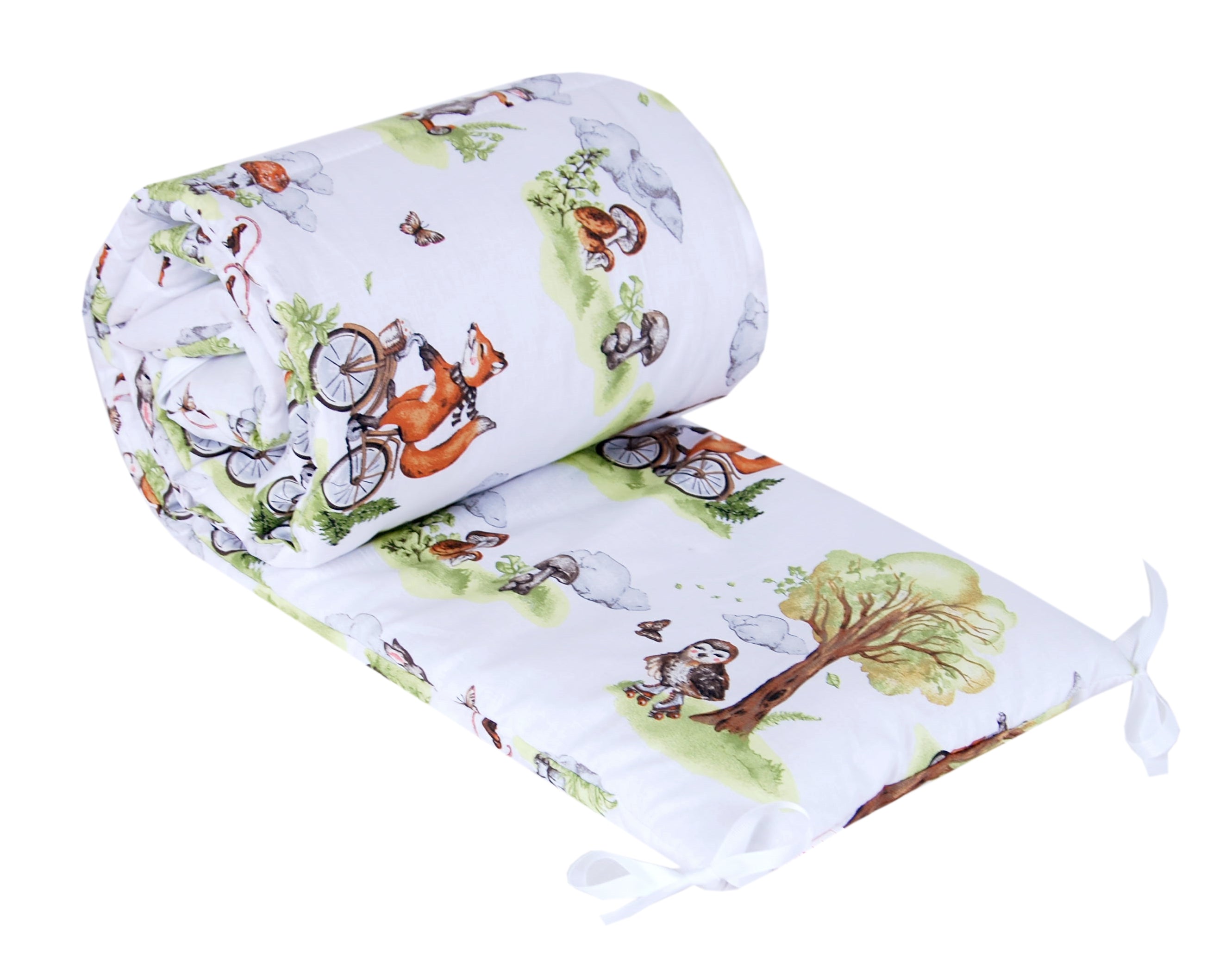 BabyLux Nestchen Bettumrandung 210x30 cm – Kopfschutz für Babybett, Beistellbett & Laufgitter – Weiche Gitterbett-Polsterung - Baumwolle 132. Fuchs