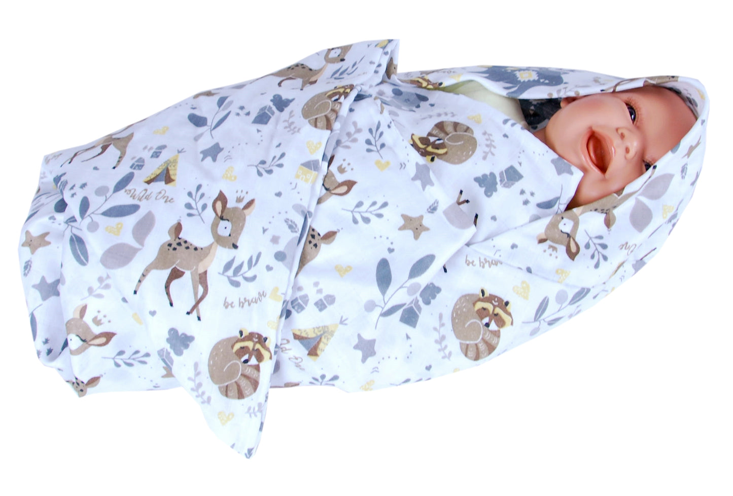 BabyLux Badetuch Badeabdeckung Handtuch Musselin Kind Kaputzenhandtuch 80x80cm OK133 Hirsch