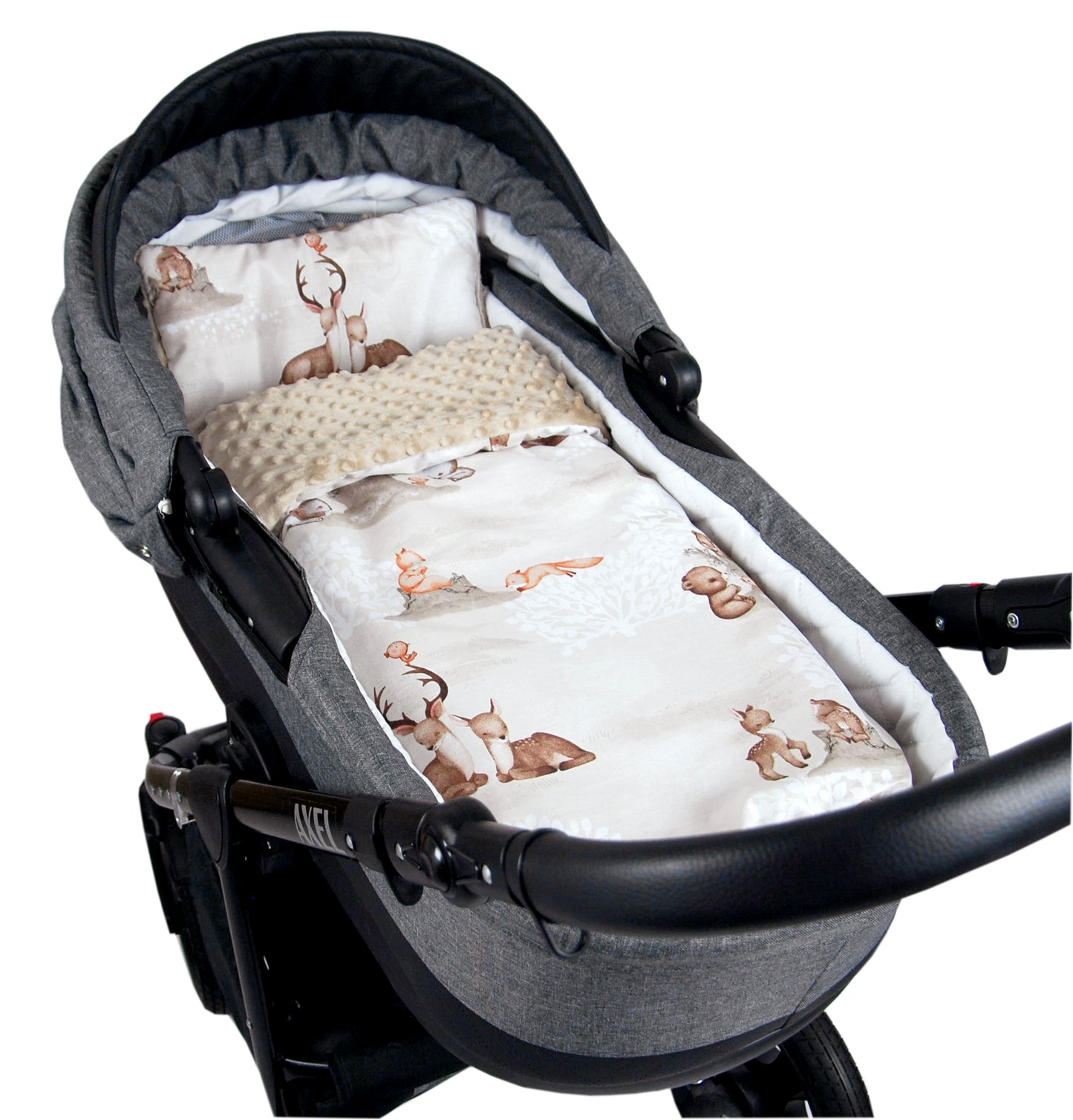BABYLUX Babydecke Minky Plüsch 75x60 cm mit Kissen 35x30 cm – Weiche Baby Kuscheldecke für Kinderwagen, Neugeborene & Babyschale MP133 - Beige+ Frühlingsmelodie