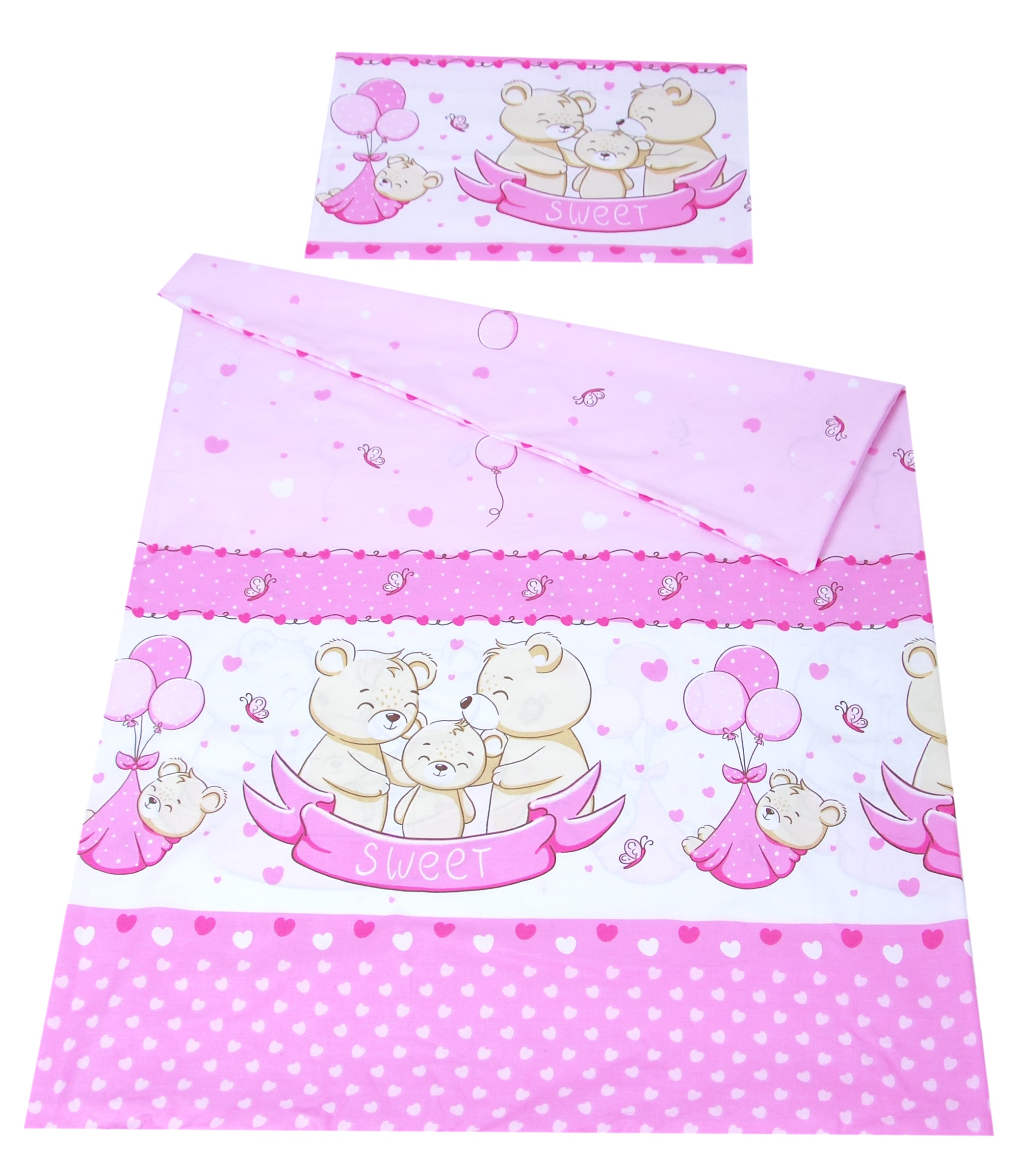 BABYLUX Kinderbettwäsche 2-teilig – Baumwolle, Reißverschluss, 90×120 / 100×135 cm 134. Sweet Rosa