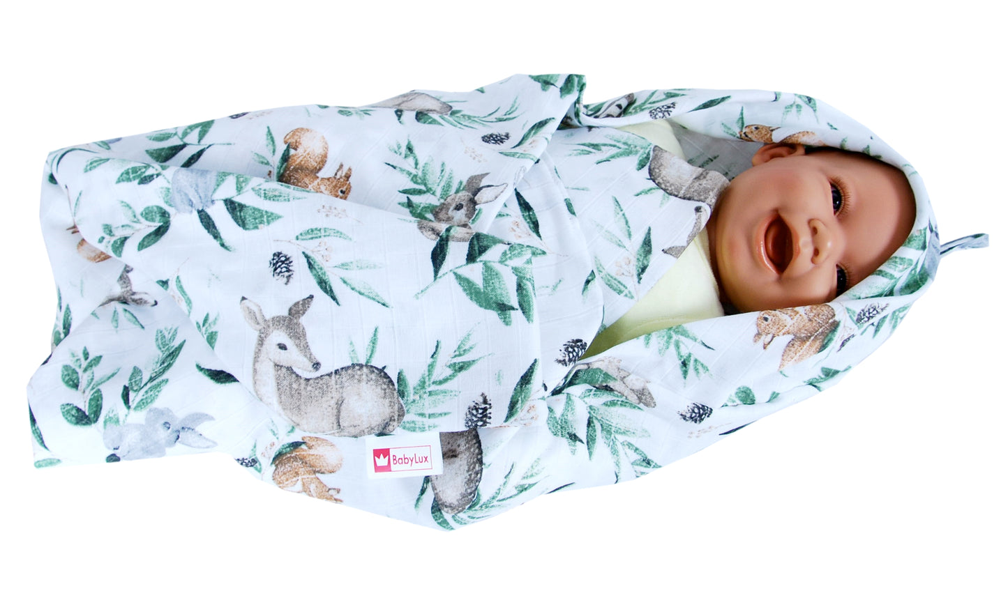 BabyLux Badetuch Badeabdeckung Handtuch Musselin Kind Kaputzenhandtuch 80x80cm OK134 REH