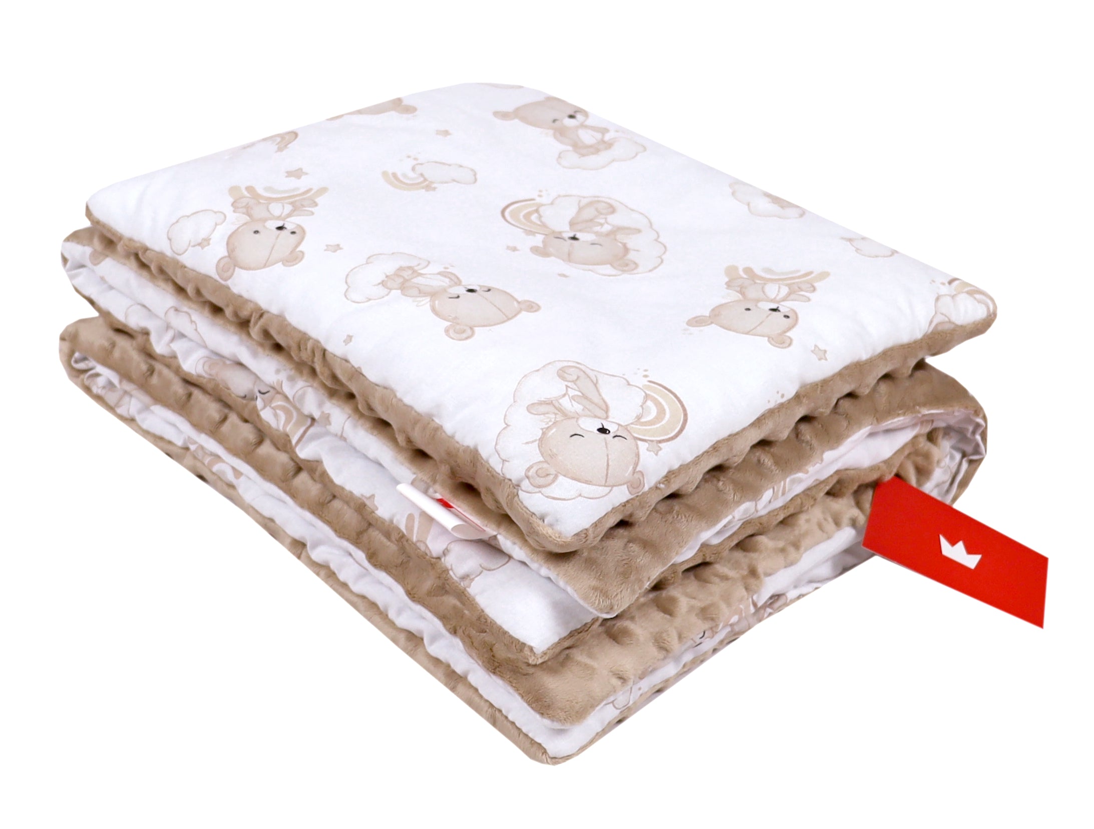 BABYLUX Babydecke Minky Plüsch 75x60 cm mit Kissen 35x30 cm – Weiche Baby Kuscheldecke für Kinderwagen, Neugeborene & Babyschale MP138 - Beige + Bären