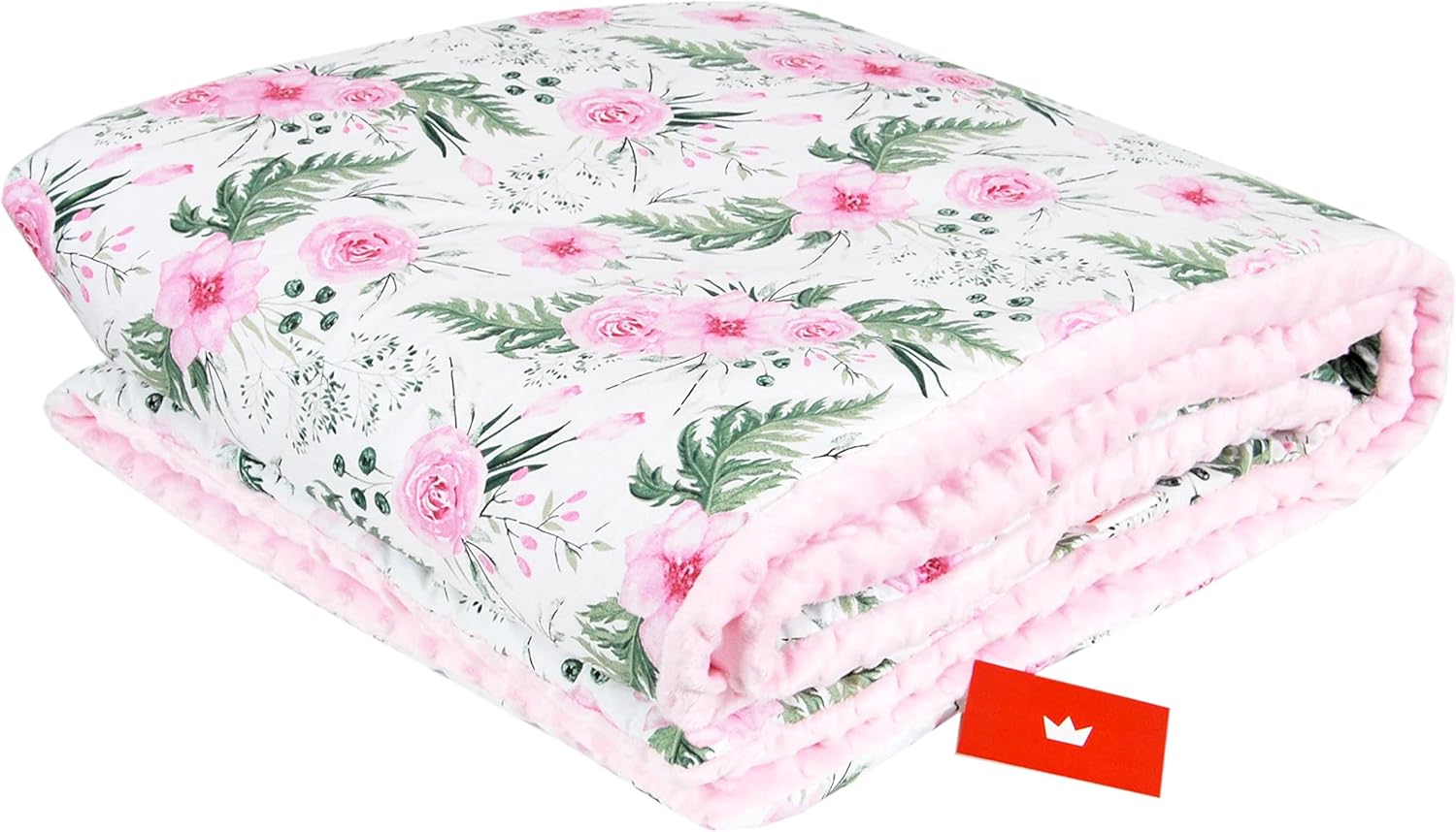 BABYLUX Kuscheldecke 100 x 150 cm Decke Kinderdecke 13. Rosa + Blume mit Kissen