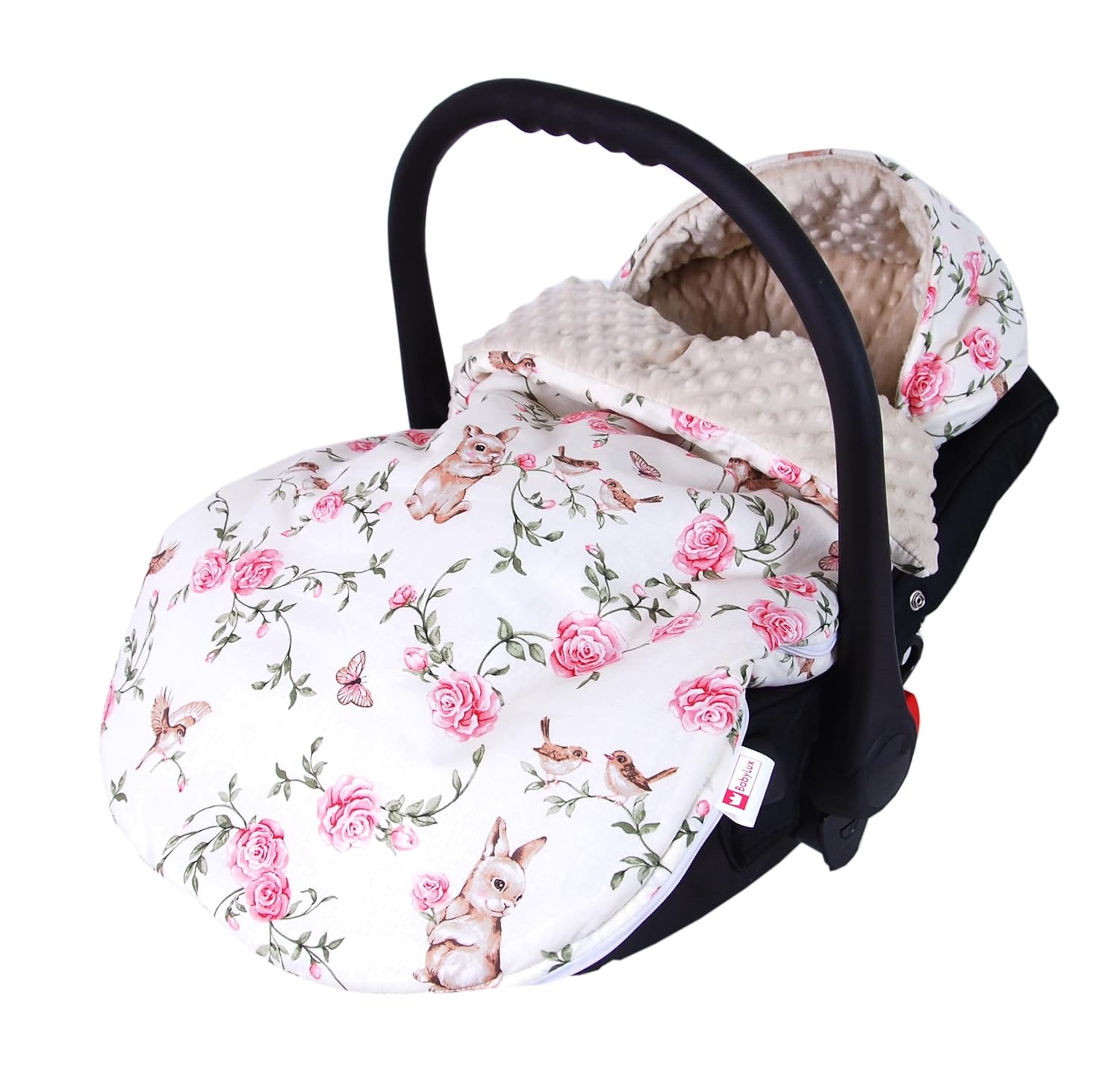 BabyLux Fußsack 90cm Minky Babyschale Buggy Kinderwagen 140. Zauberhafte Rosenhüpfer