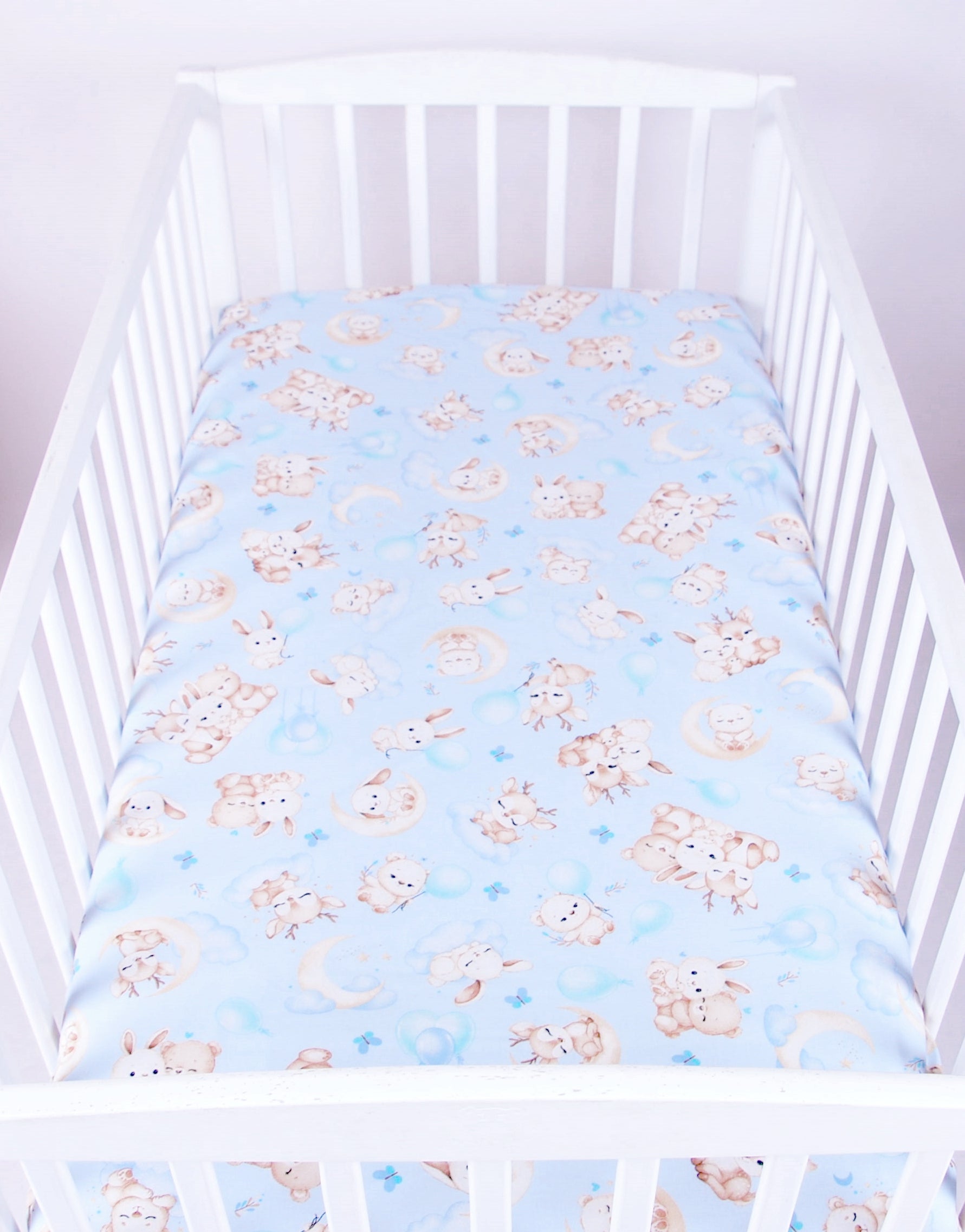 BABYLUX Spannbetttuch 60x120 / 70x140 cm Baby SPANNBETTLAKEN Kinderbett 163. Blau + Schnuckis