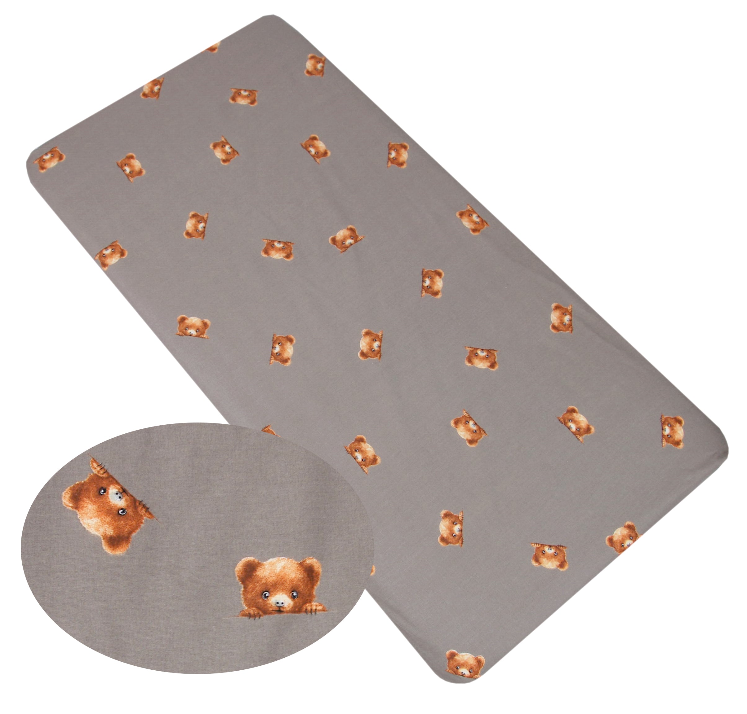 BABYLUX Spannbetttuch 60x120 / 70x140 cm Baby SPANNBETTLAKEN Kinderbett 167 Braun + Bär