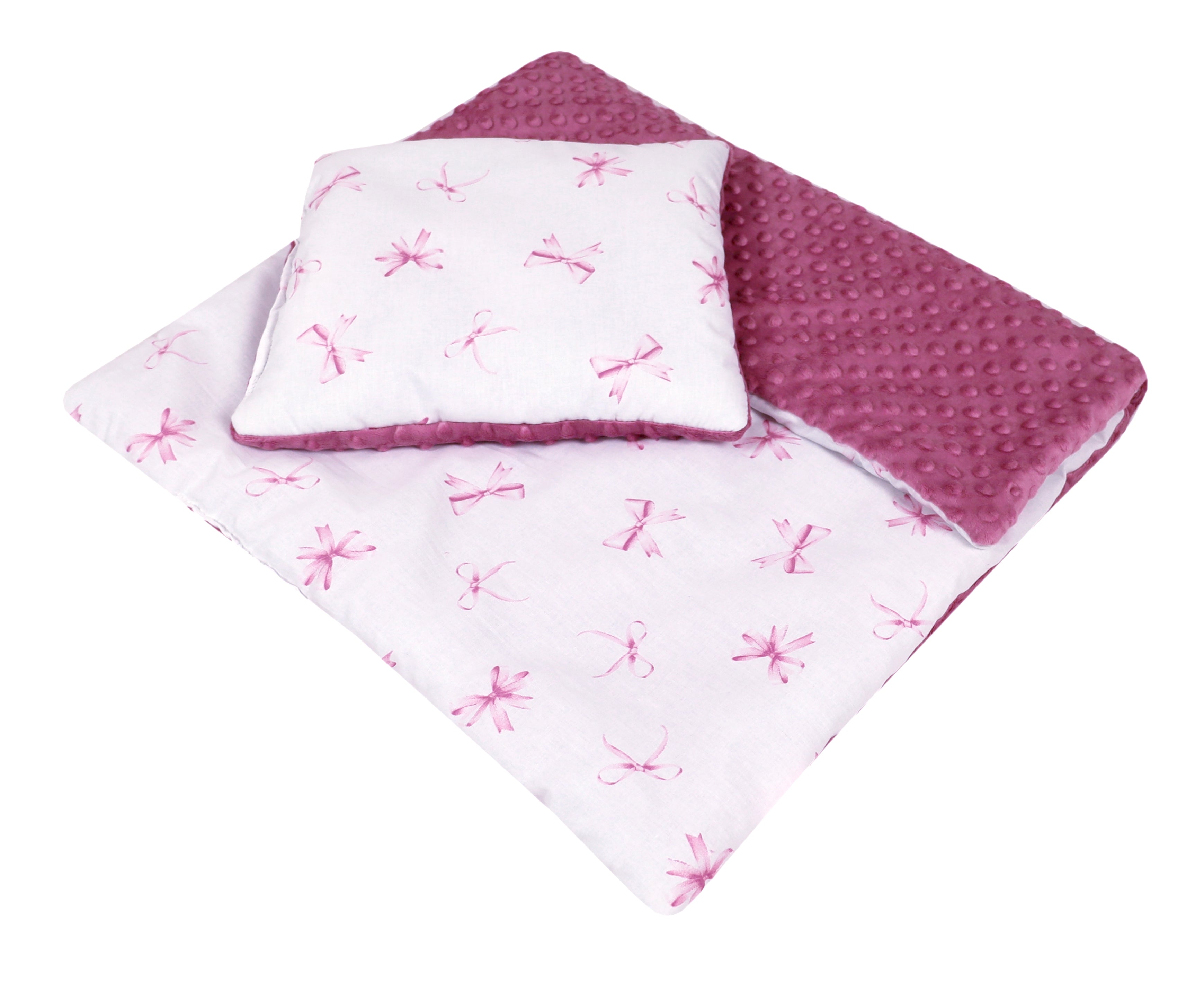 BABYLUX Babydecke MINKY PLÜSCH Kinderwagen 75x60cm MP168 Altrosa + Schleifen