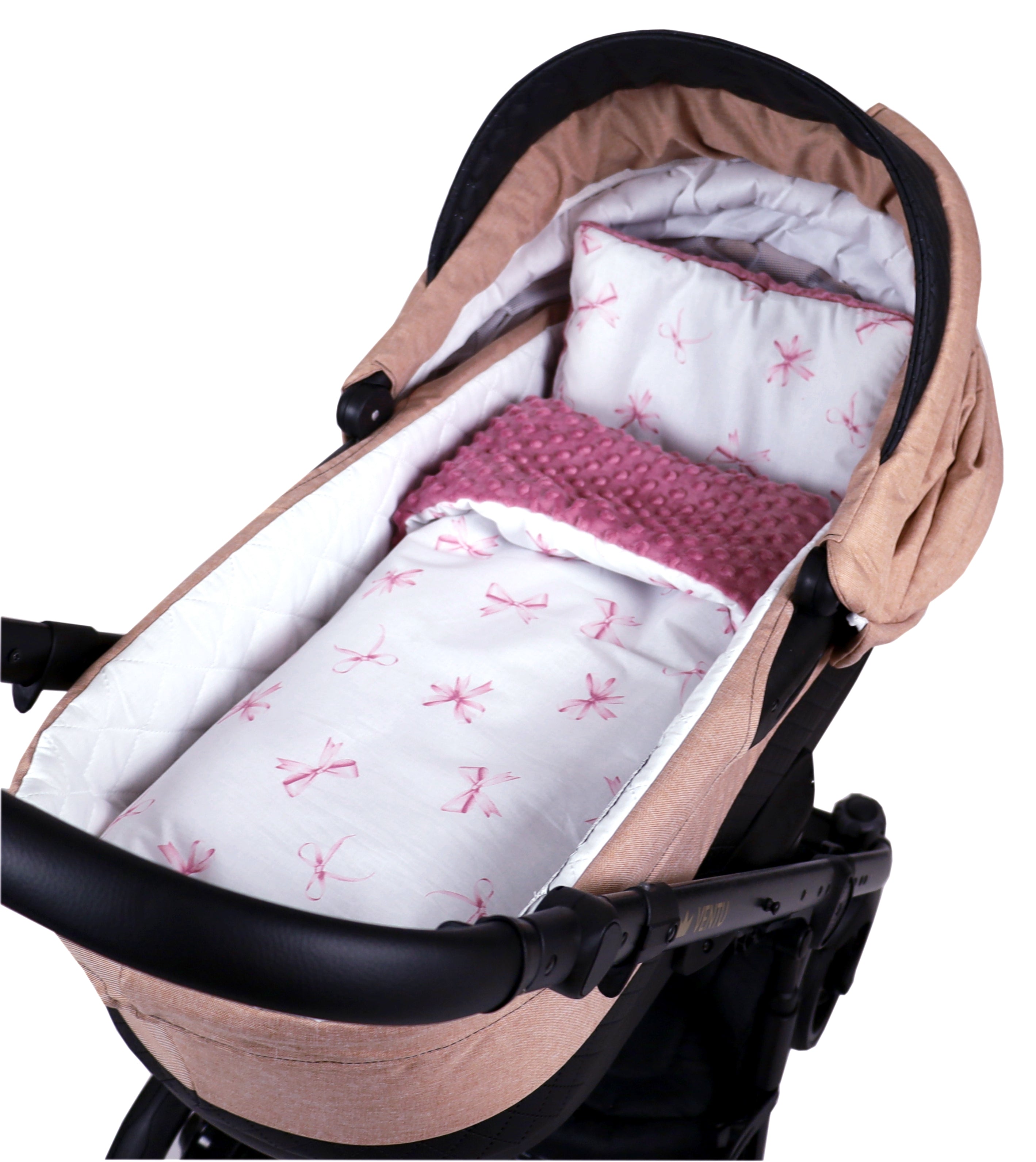 BABYLUX Babydecke MINKY PLÜSCH Kinderwagen 75x60cm MP168 Altrosa + Schleifen