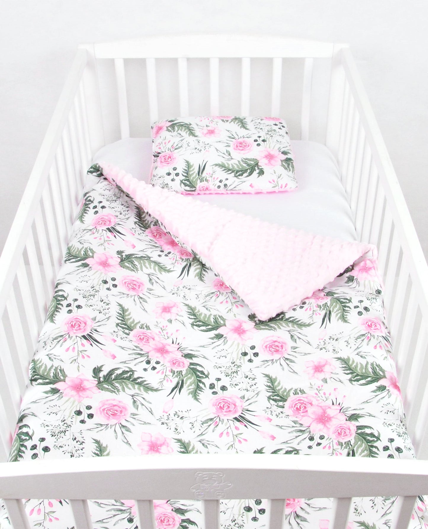 BABYLUX Babydecke Krabbeldecke MINKY Decke 75x100 cm mit Kissen 25K. Rosa + Wilde Blumen