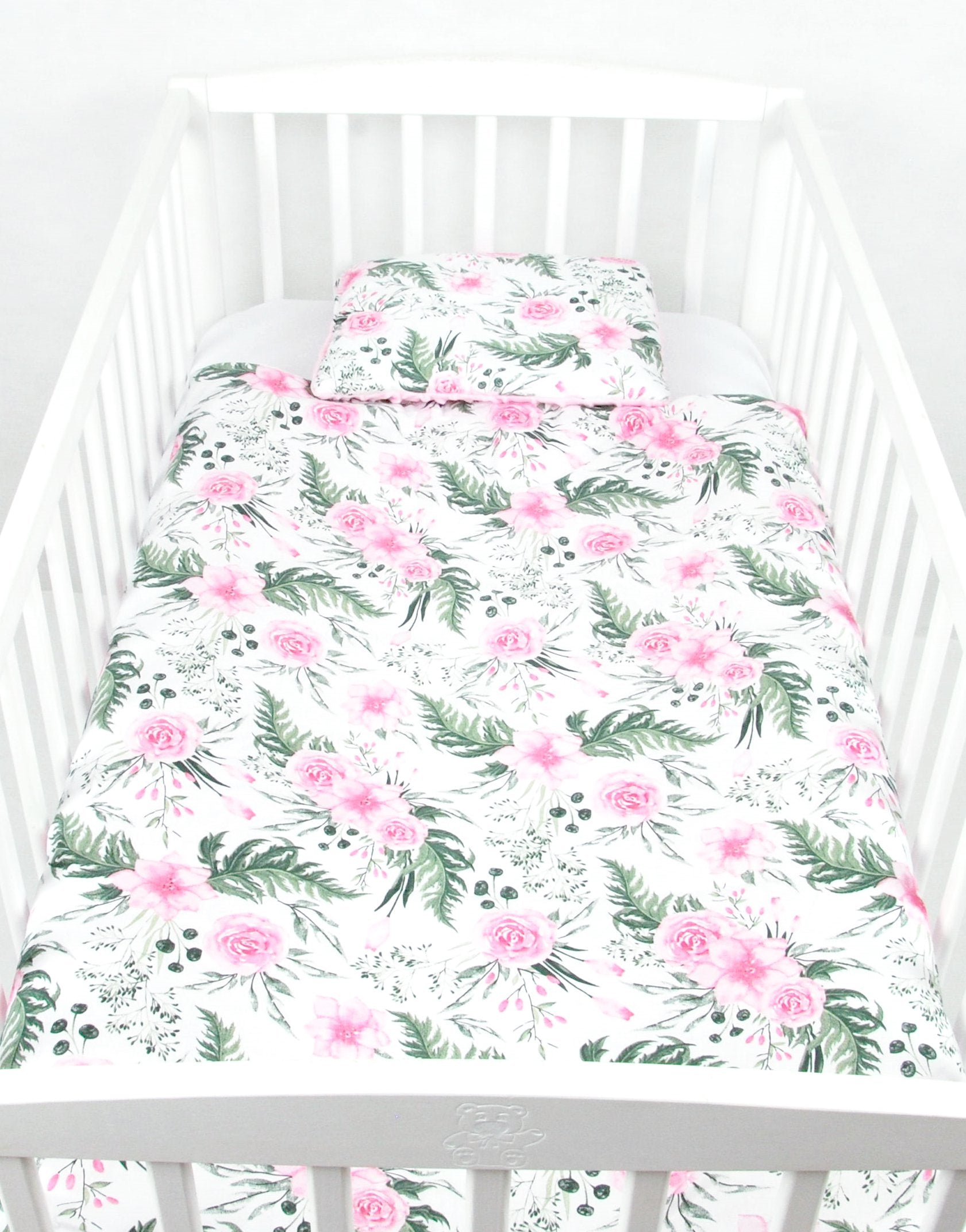 BABYLUX Babydecke Krabbeldecke MINKY Decke 75x100 cm mit Kissen 25K. Rosa + Wilde Blumen