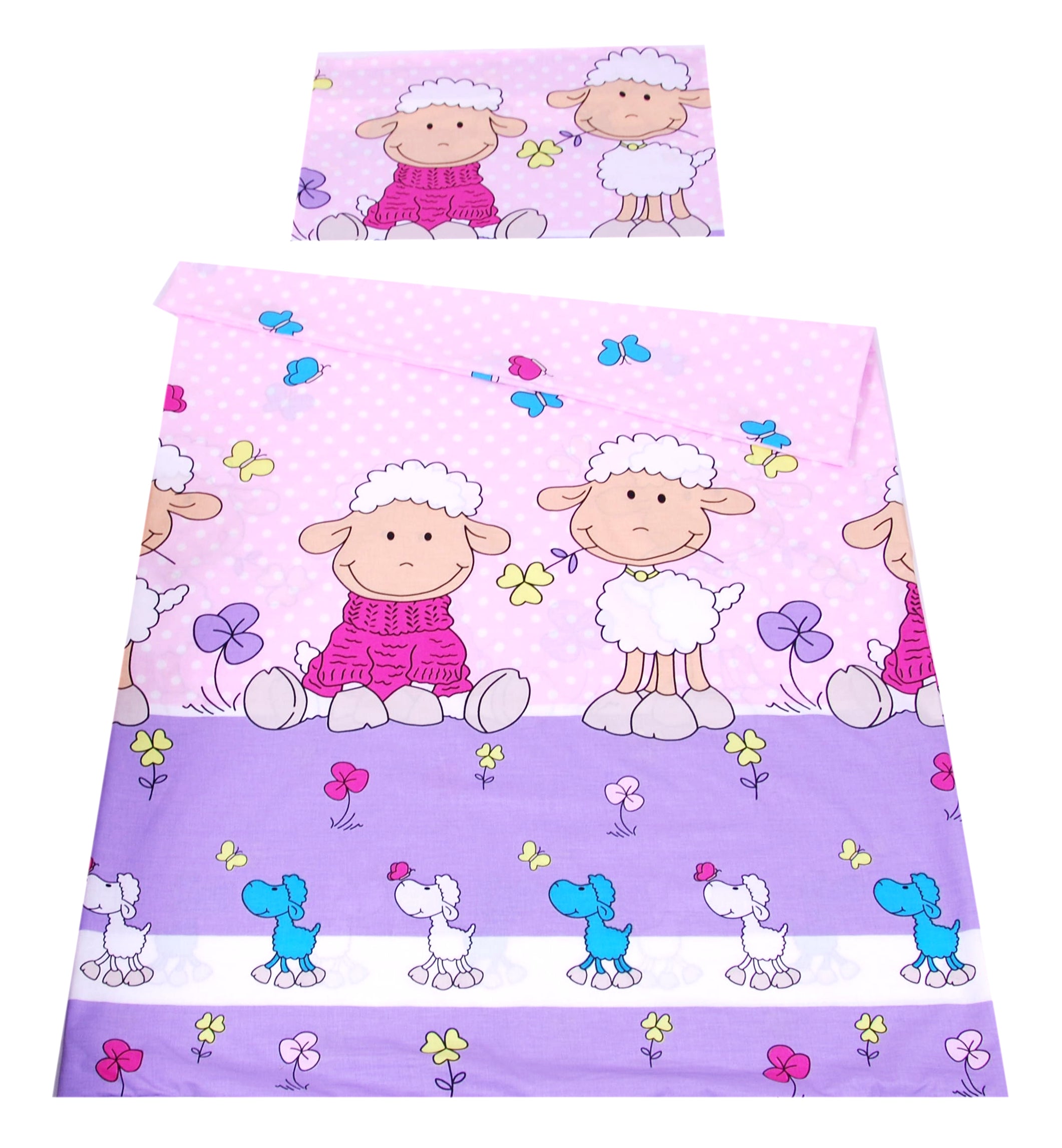 BABYLUX Kinderbettwäsche 2-teilig – Baumwolle, Reißverschluss, 90×120 / 100×135 cm 2. Lila Schaf