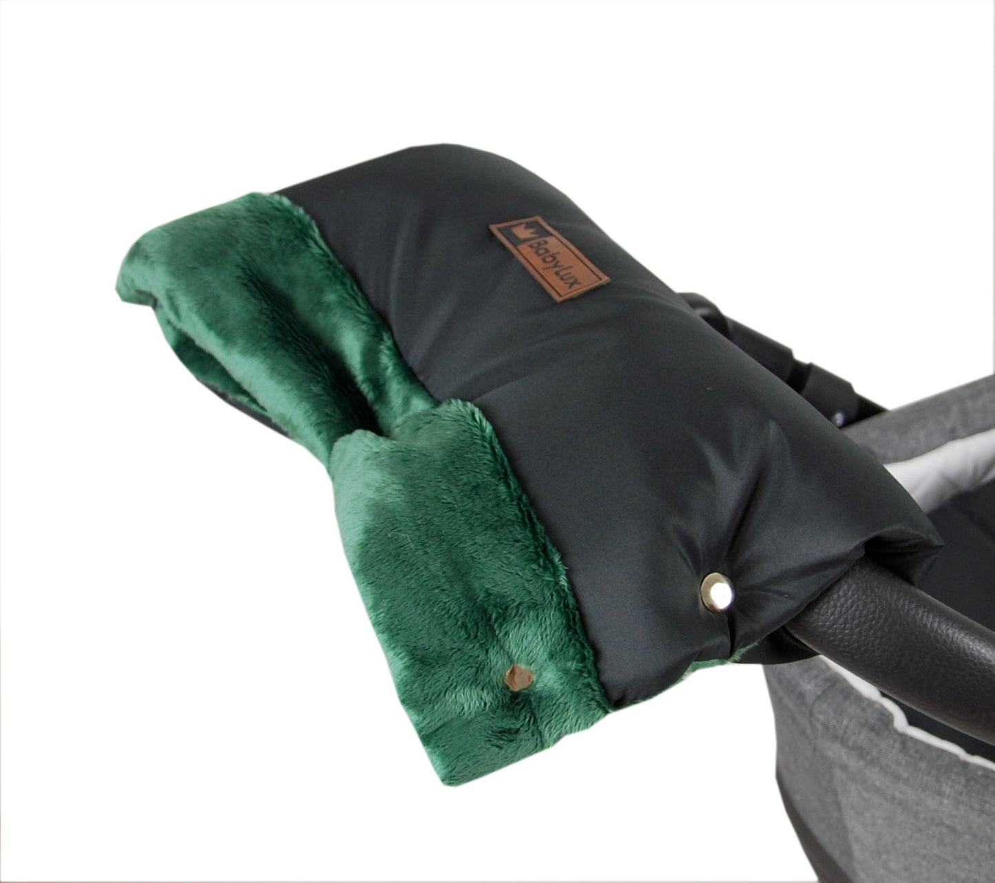 Babylux Handmuff für Kinderwagen Große Muff Handwärmer mit Kunstfell Handschuhe Buggy MD2 Grün