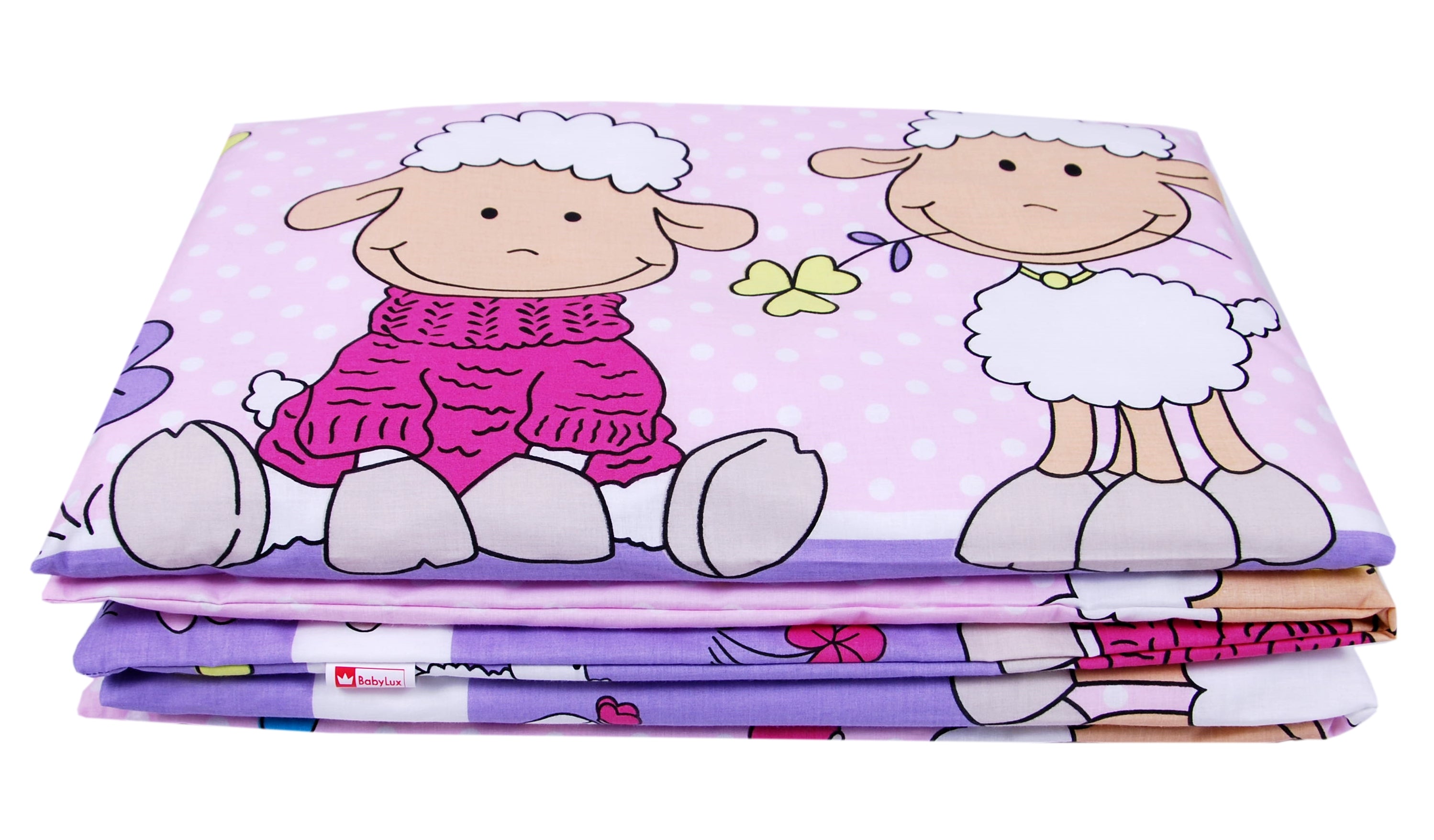 BABYLUX Kinderbettwäsche 2-teilig – Baumwolle, Reißverschluss, 90×120 / 100×135 cm 2. Lila Schaf