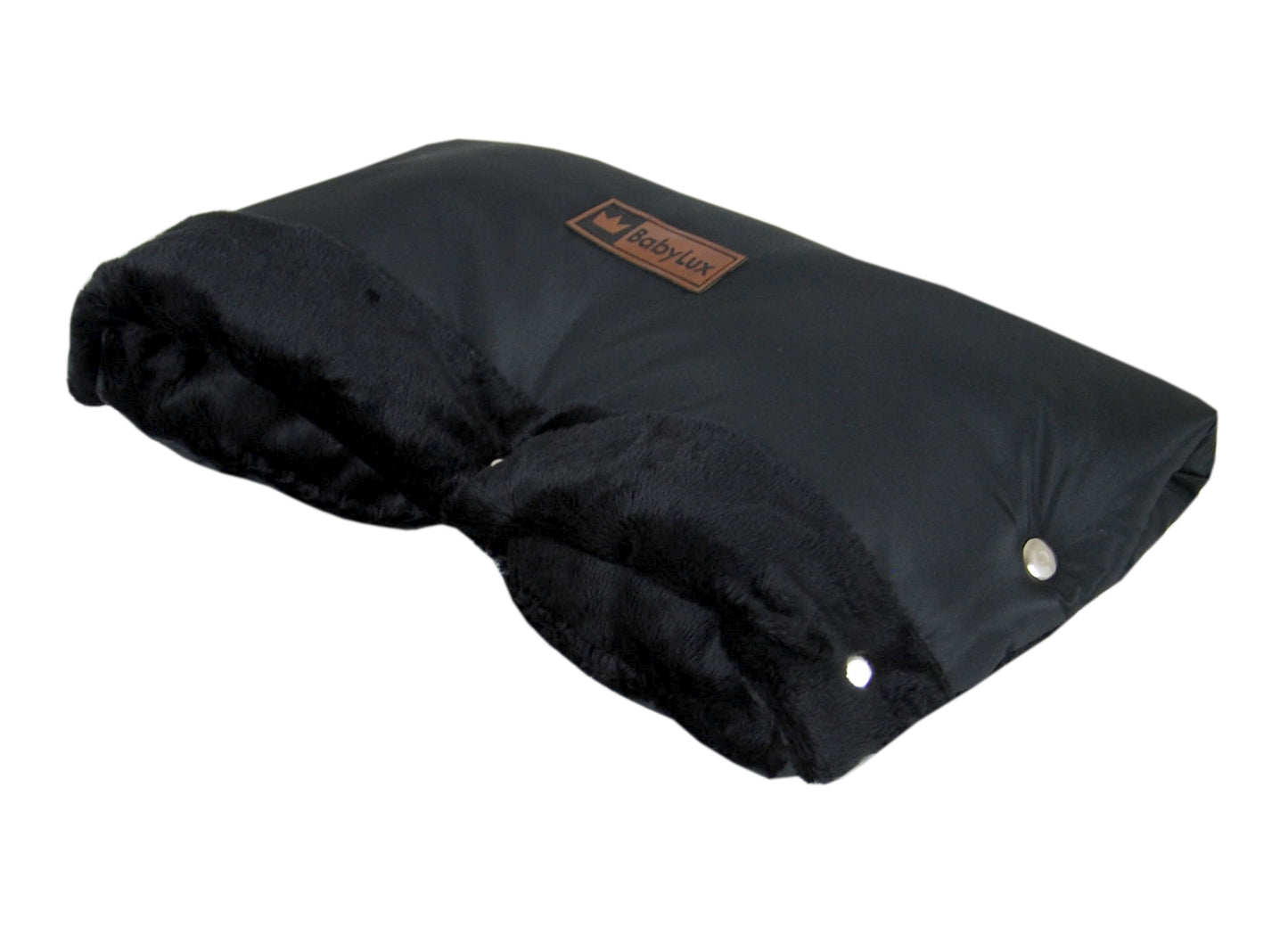 Babylux Handmuff für Kinderwagen Große Muff Handwärmer mit Kunstfell Handschuhe Buggy MD3 Schwarz