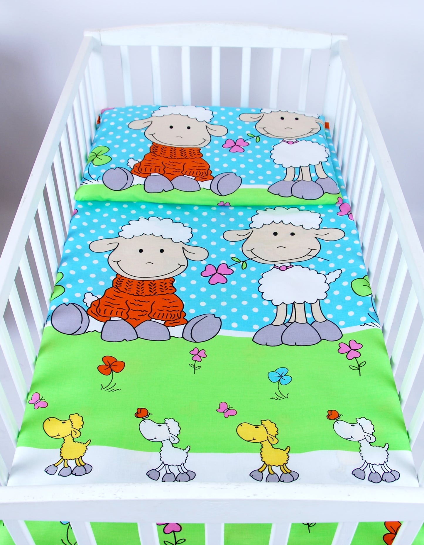 BABYLUX Kinderbettwäsche 2 Tlg. 100 x 135 cm Bettwäsche 3. Grün Schaf