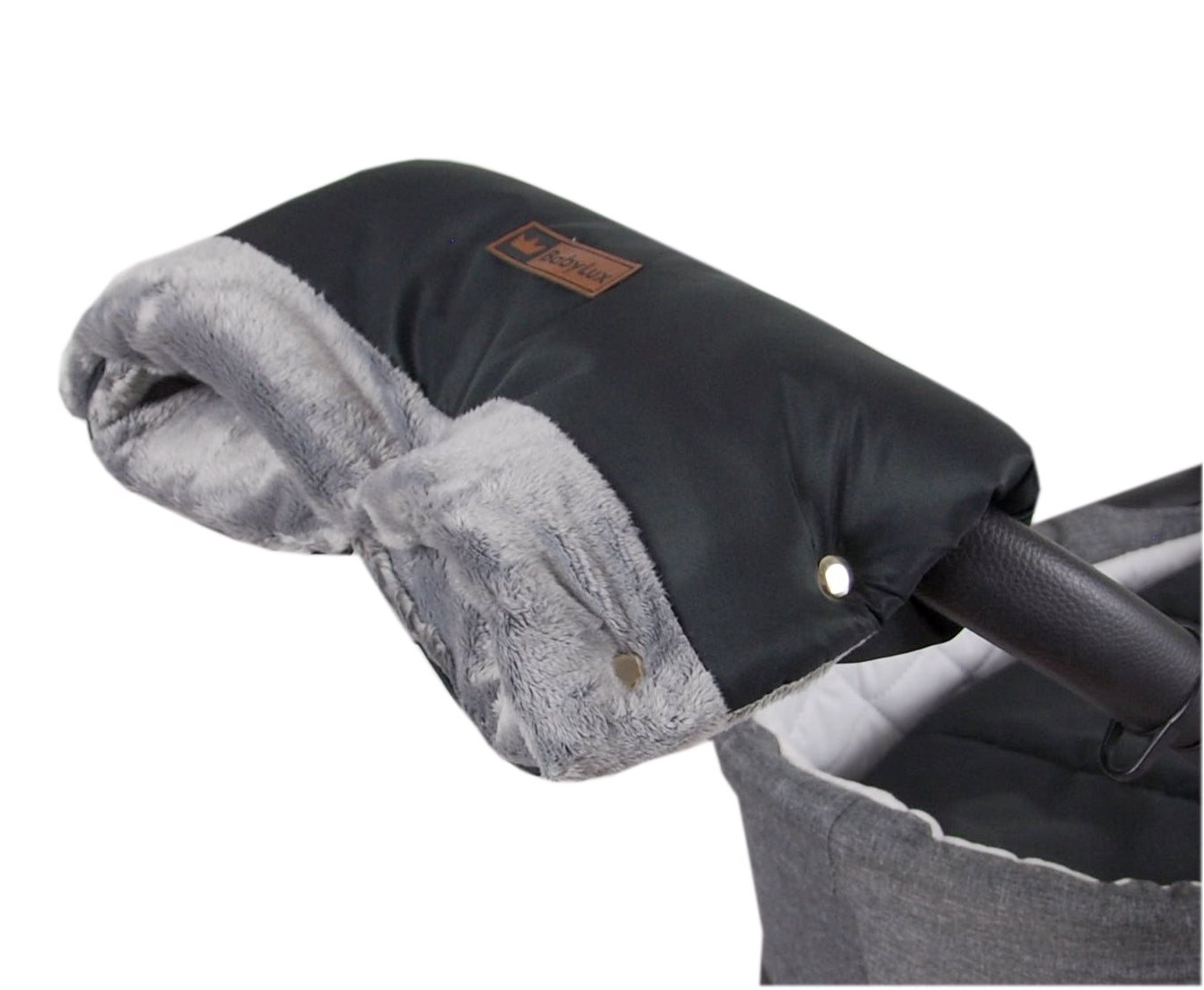 Babylux Handmuff für Kinderwagen Große Muff Handwärmer mit Kunstfell Handschuhe Buggy MD4 Grau