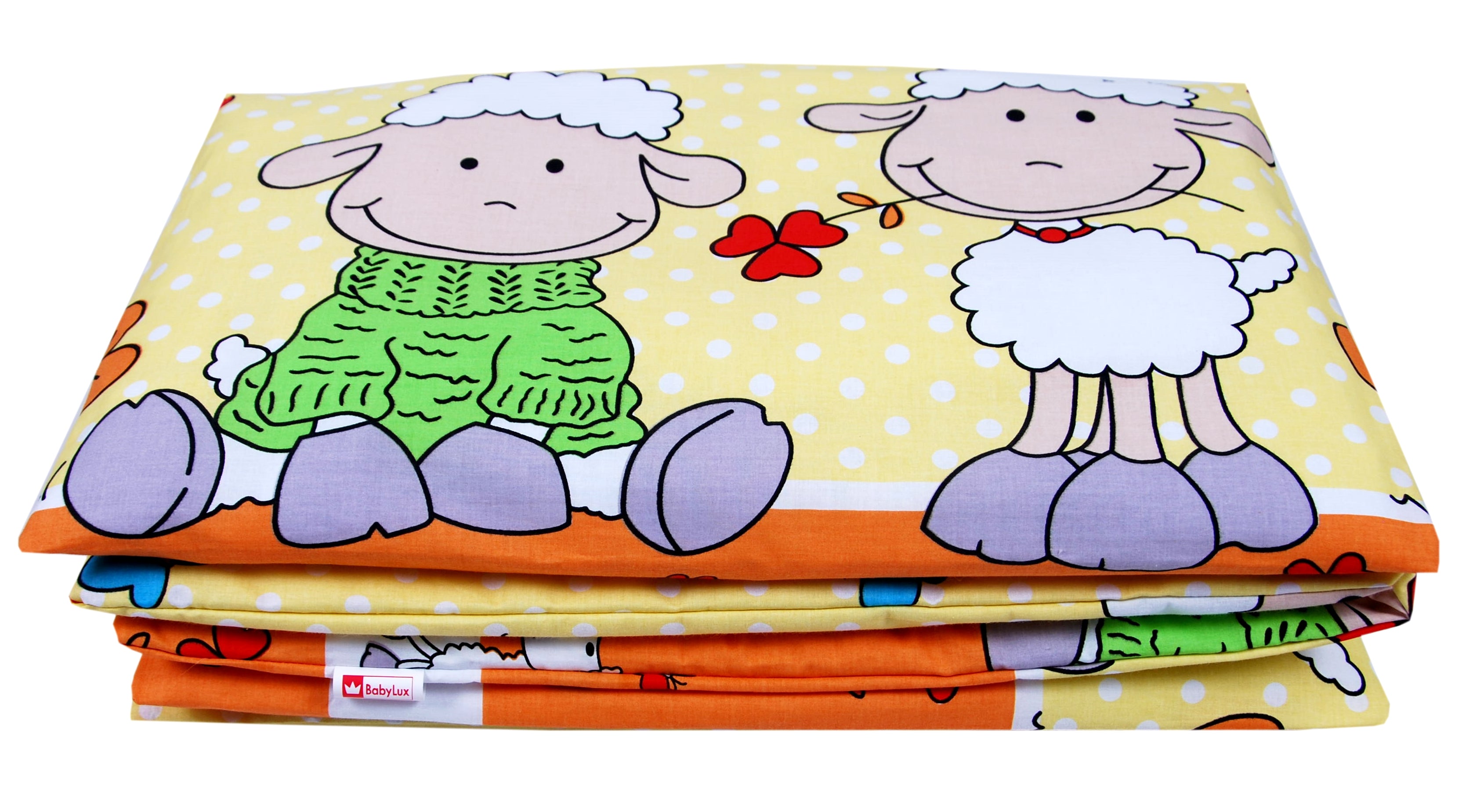 BABYLUX Kinderbettwäsche 2-teilig – Baumwolle, Reißverschluss, 90×120 / 100×135 cm 4. Orange Schaf