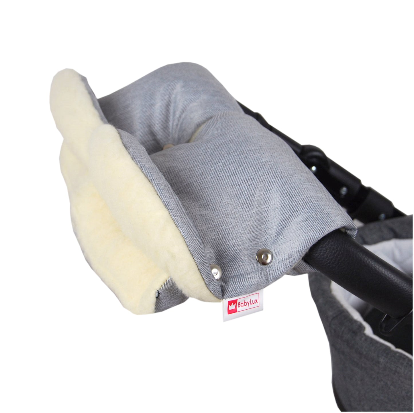 BABYLUX MUFF Handmuff Handwärmer Kinderwagen Buggy Handschuh 18. Jeans Grau hell '53 Lammwolle