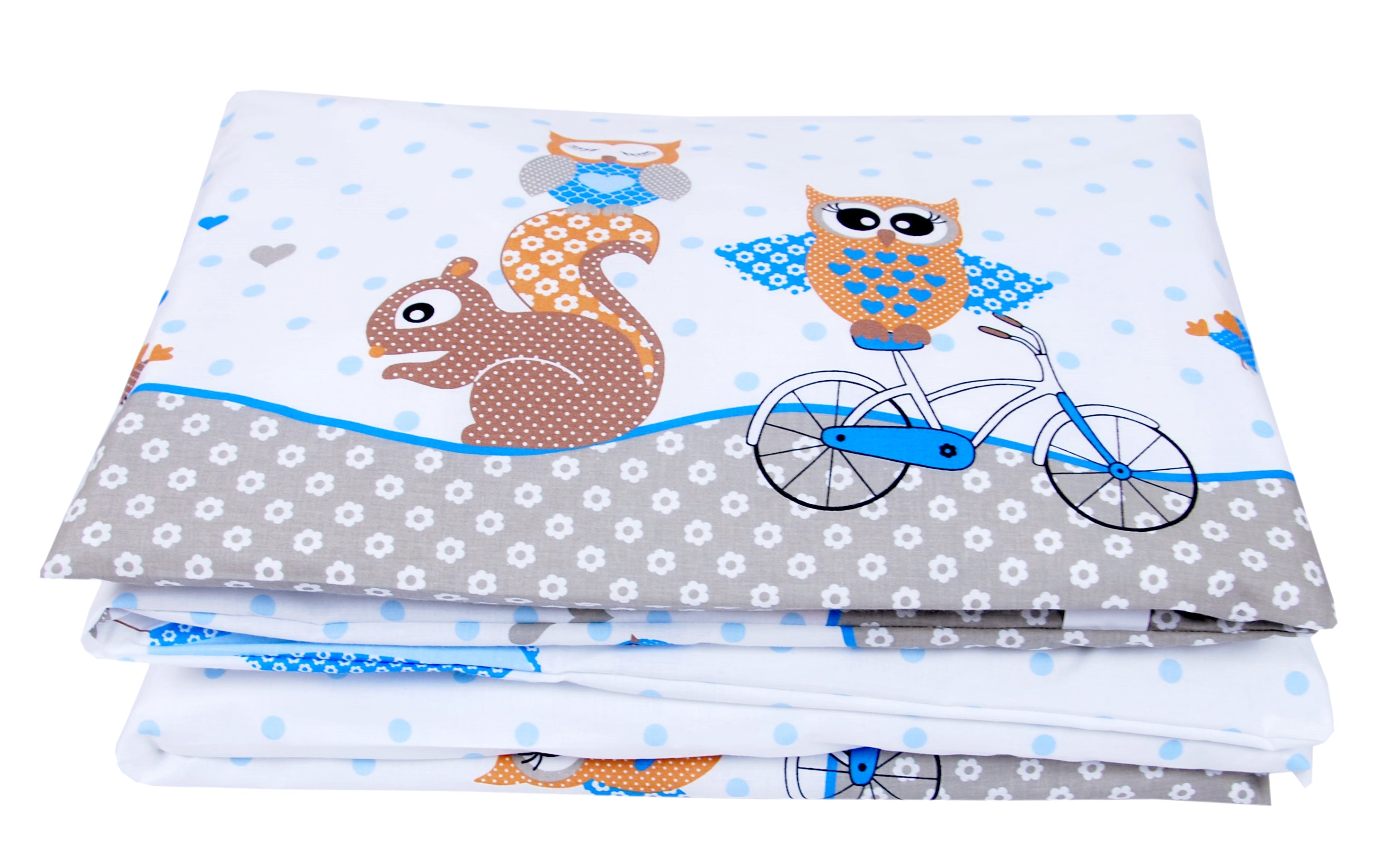 BABYLUX Kinderbettwäsche 2-teilig – Baumwolle, Reißverschluss, 90×120 / 100×135 cm 53. Eule Blau