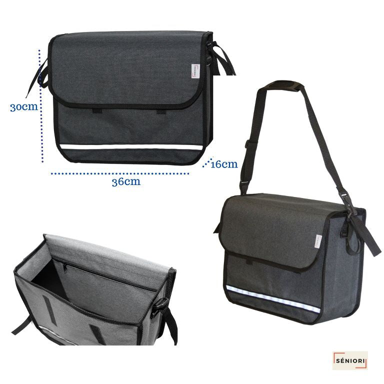 SENIORI Rollator / Rollstuhl Tasche Rollatortasche Rollstuhltasche 3F. Grau - Flex