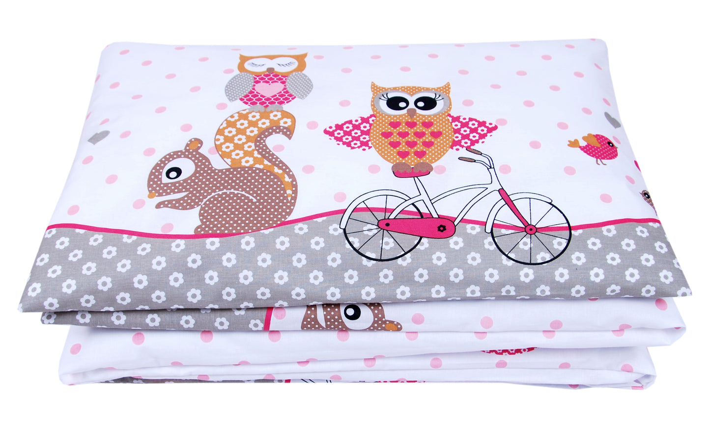 BABYLUX Kinderbettwäsche 2 Tlg. 100 x 135 cm Bettwäsche 56. Eule Rosa