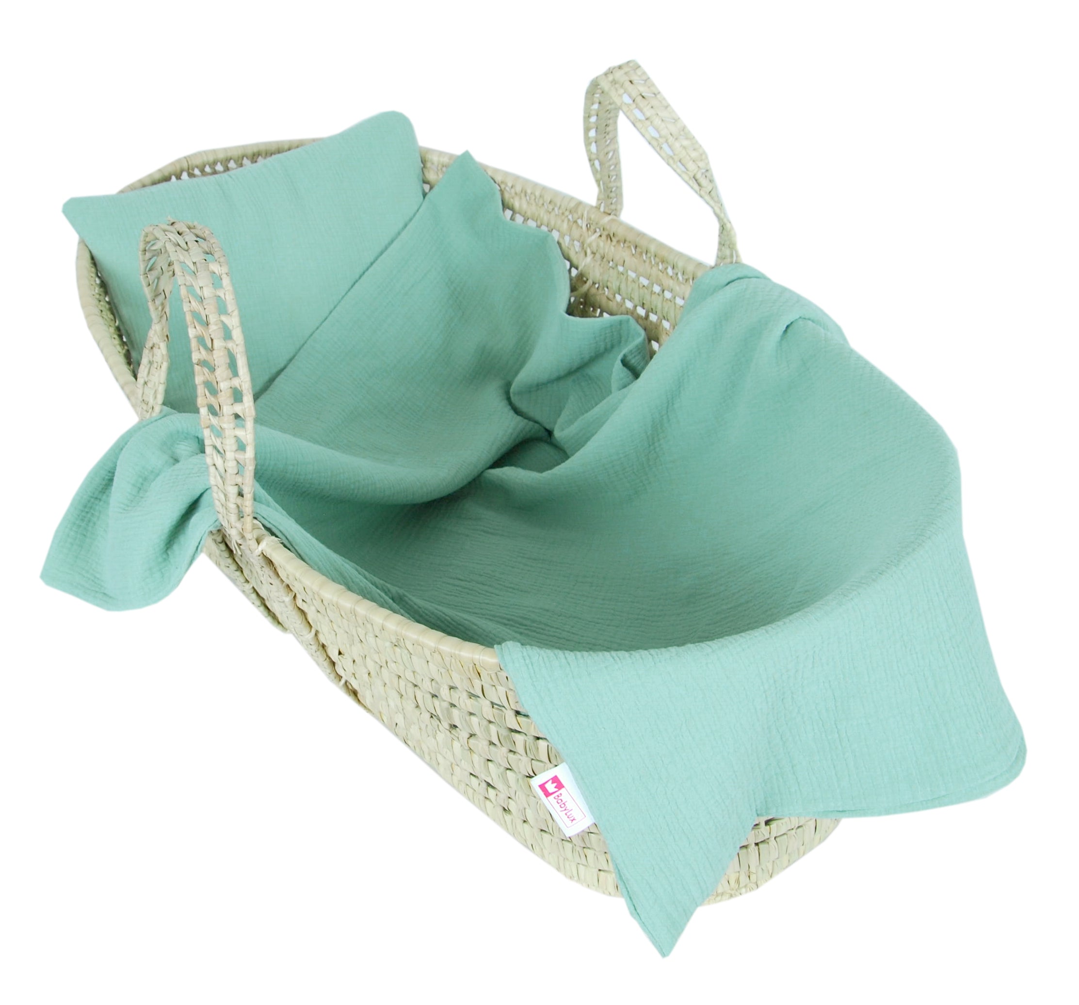 BabyLux Musselin Decke 75 x 100 cm + Kissen für Kinderwagen Wiege Babybett KM5 - Minze