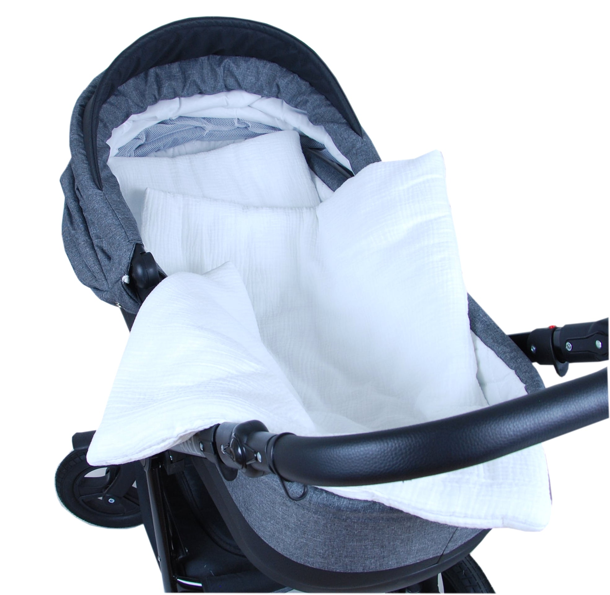 BabyLux Babydecke MUSSELIN Kinderwagen Decke 75x60cm Kuscheldecke Stubenwagen MPM Weiß